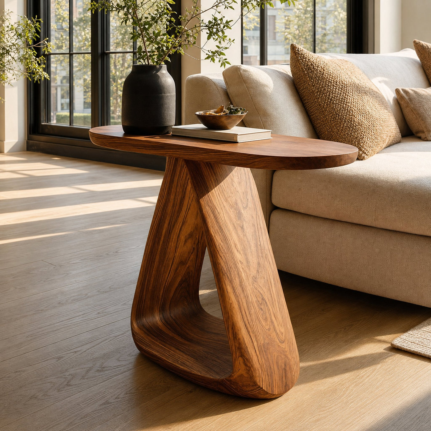 Mid Century Live Edge Side Table For Rustic Home Decor
