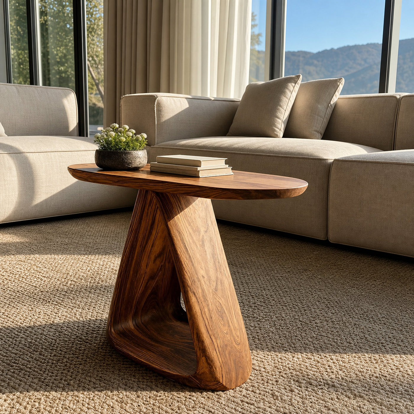Mid Century Live Edge Side Table For Rustic Home Decor - product view 6
