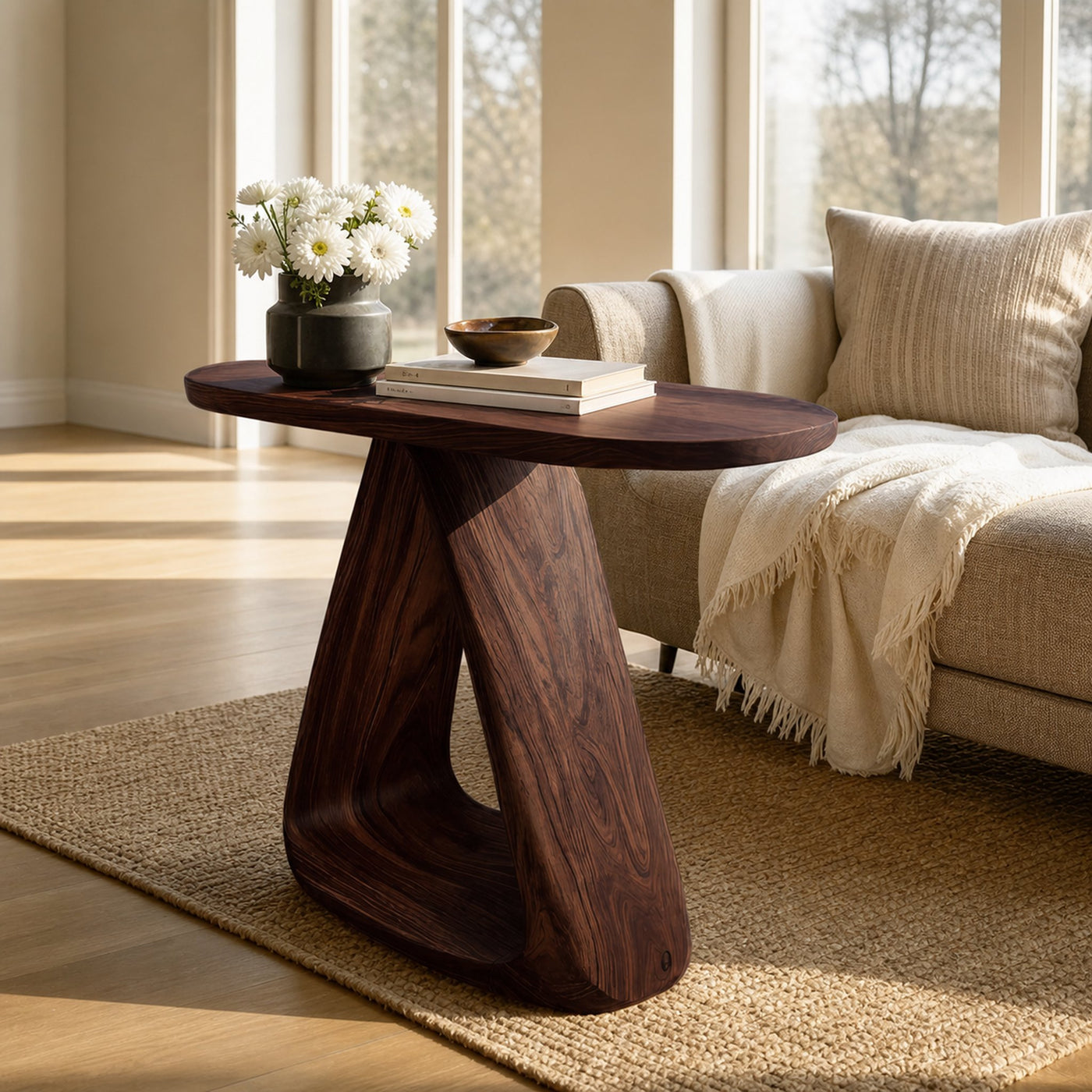 Mid Century Live Edge Side Table For Rustic Home Decor - product view 7