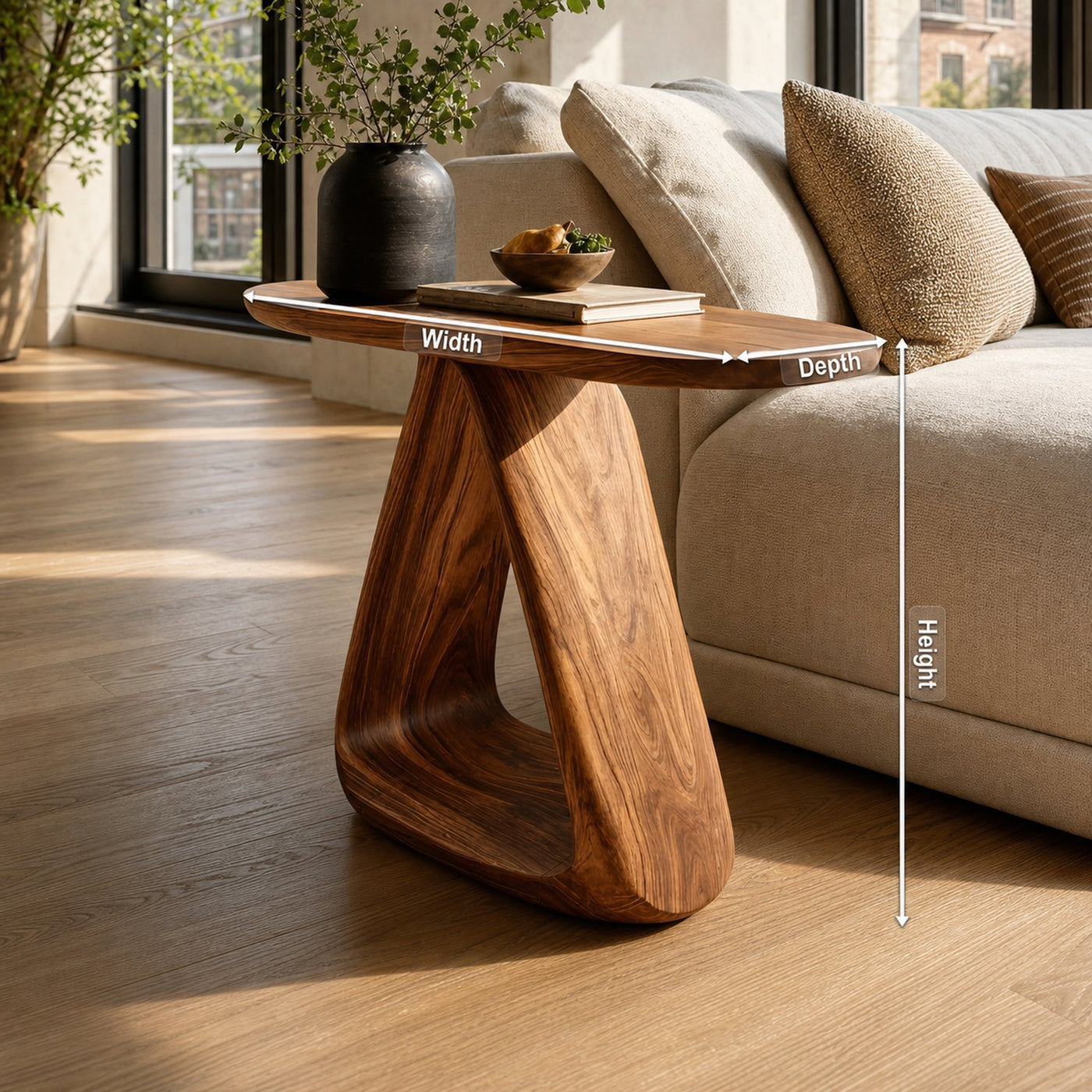 Mid Century Live Edge Side Table For Rustic Home Decor - product view 8