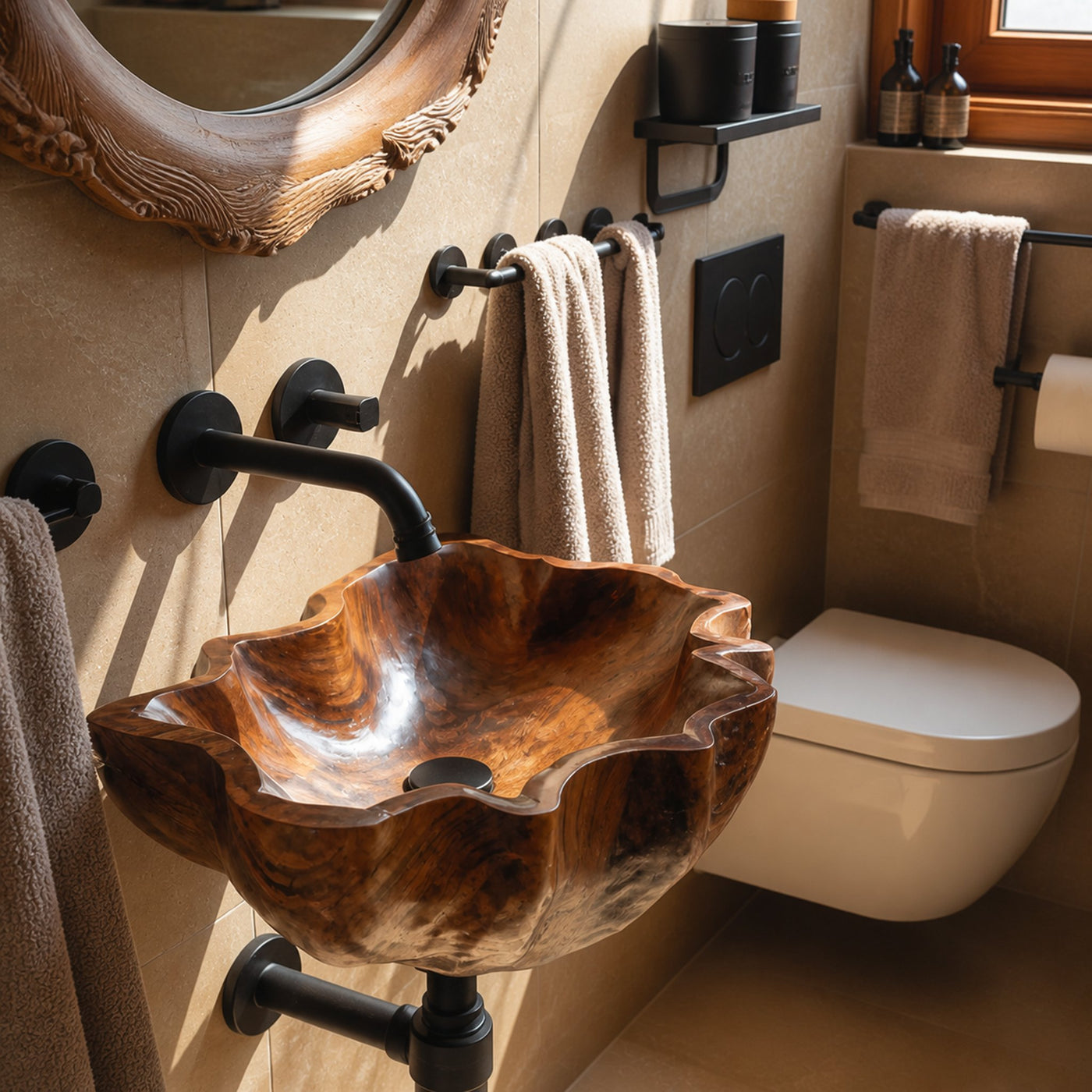 Mid Century Live Edge Wood Basin For Sophisticated Bathroom Furniture - product view 6