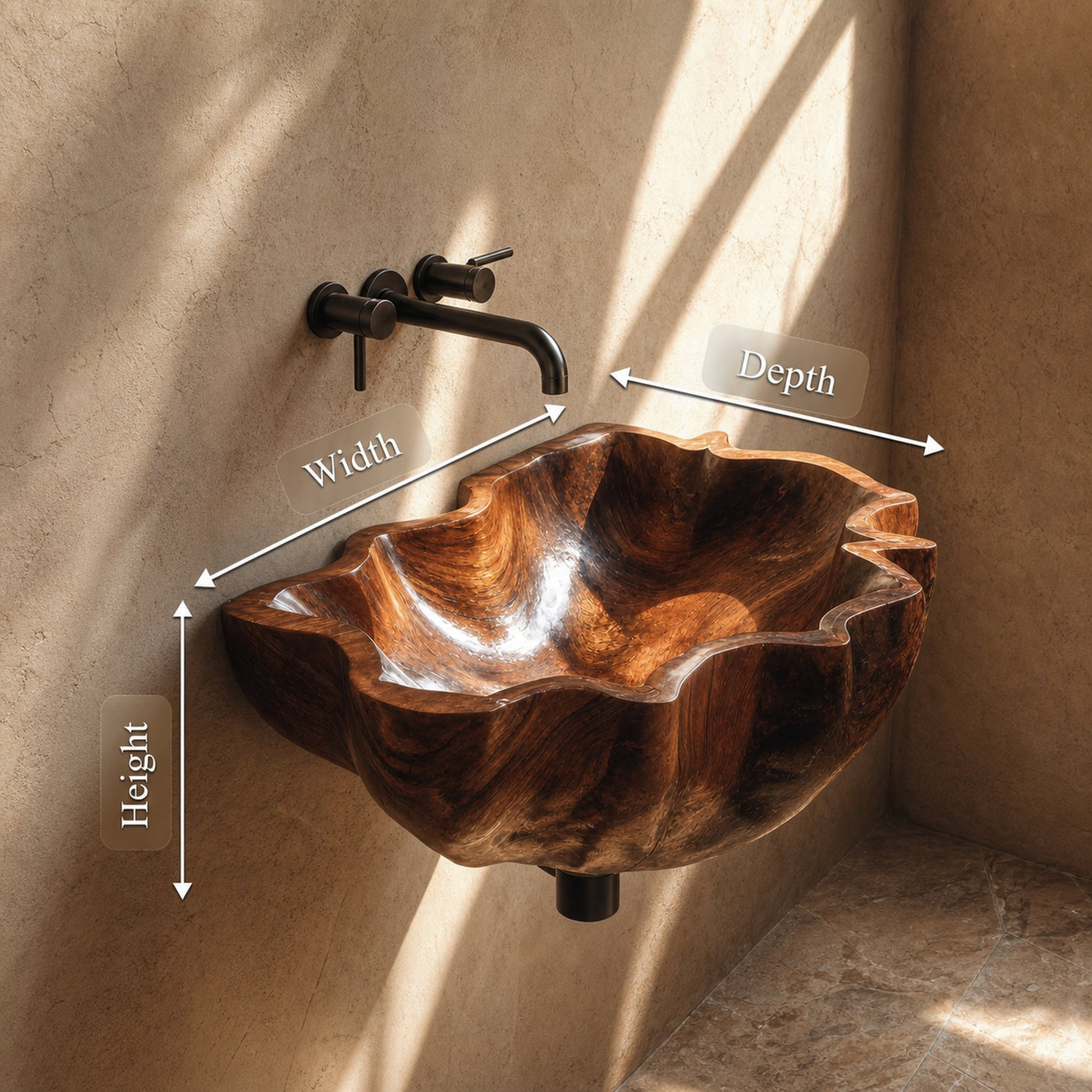 Mid Century Live Edge Wood Basin For Sophisticated Bathroom Furniture - product view 8