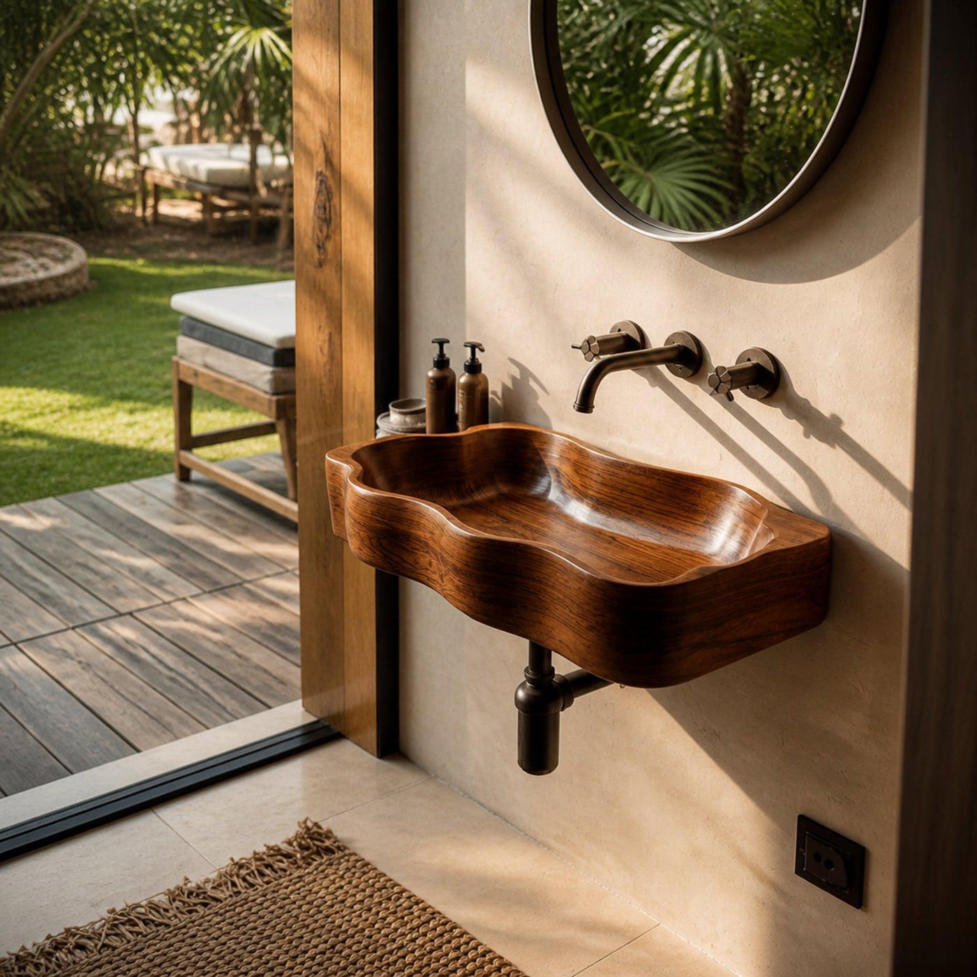 Mid Century Live Edge Wood Vanity Sink For Premium Bathroom Decor - product view 6