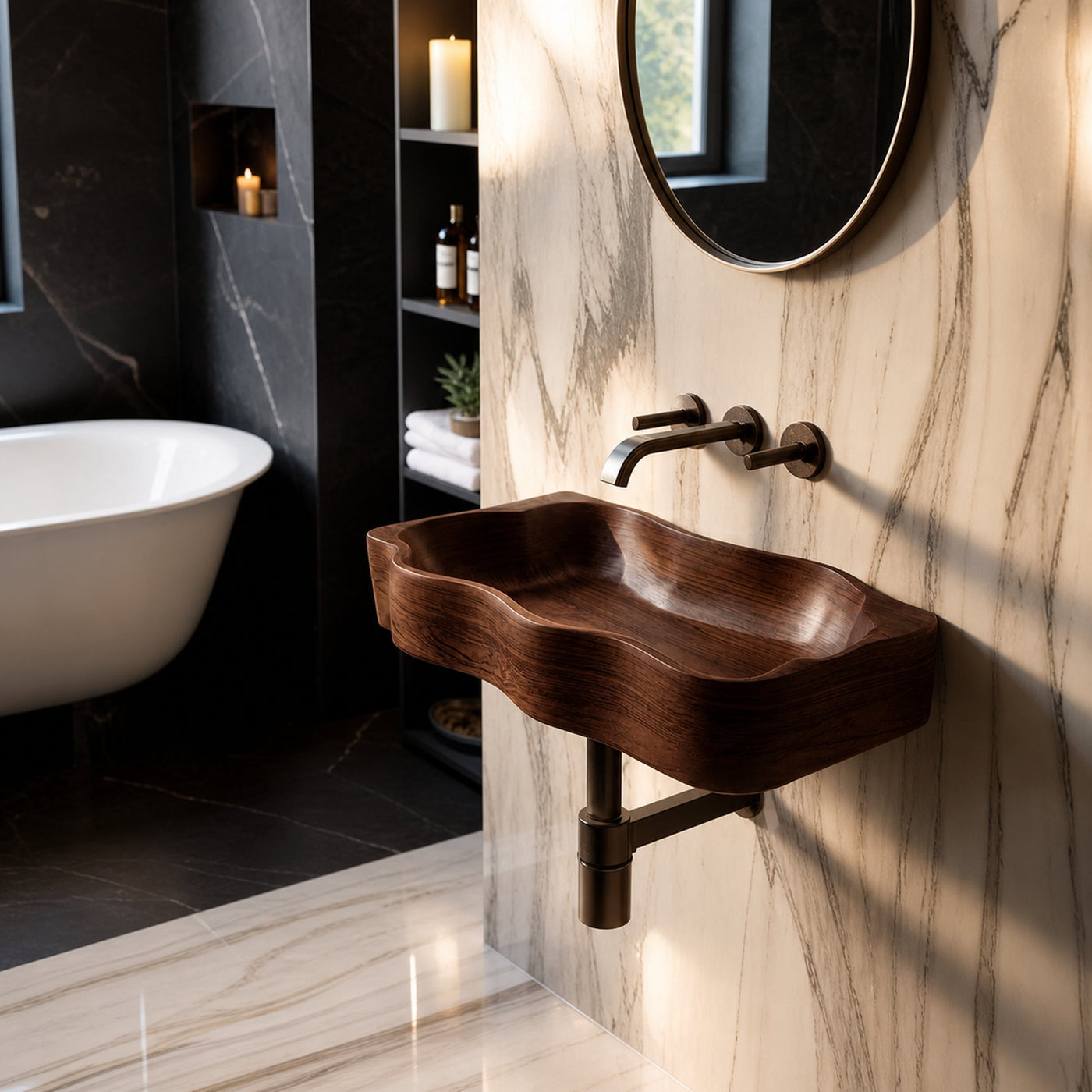 Mid Century Live Edge Wood Vanity Sink For Premium Bathroom Decor - product view 7