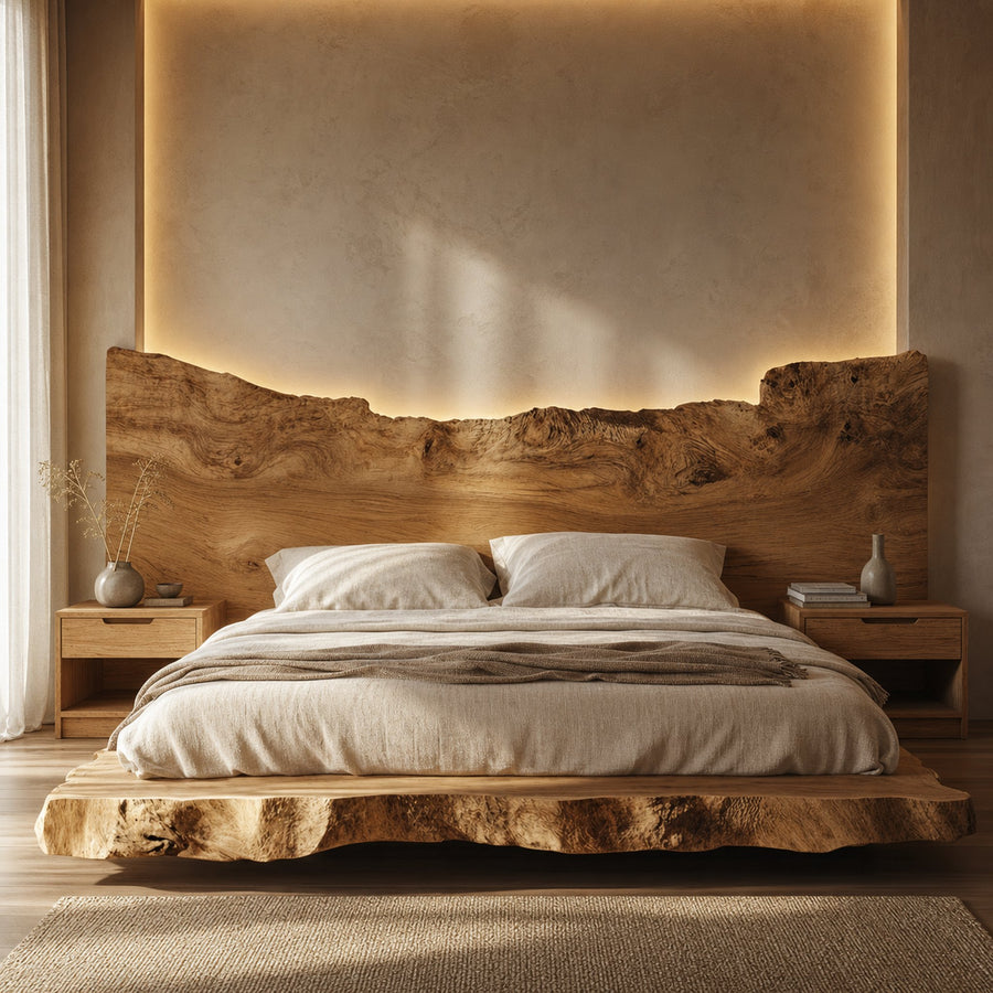 Mid Century Modern Wooden Bed Bedroom