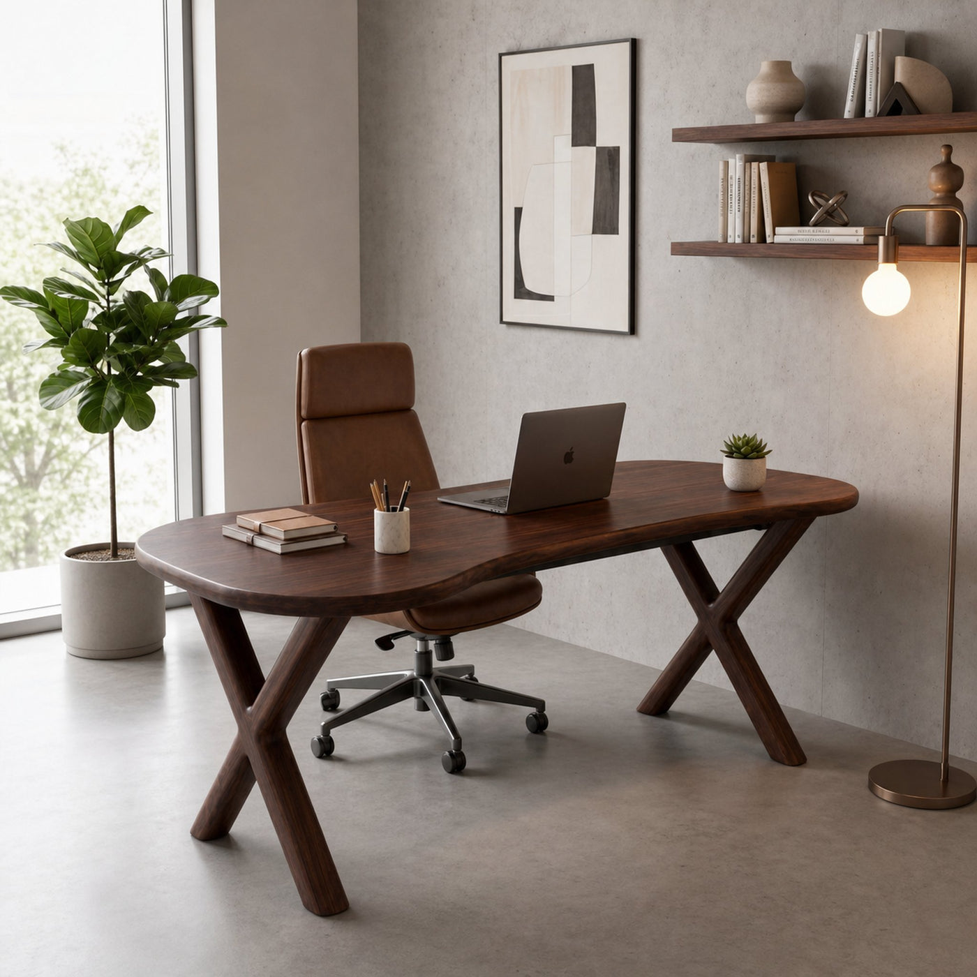 Mid Century Office Desk For Workspace - product view 6