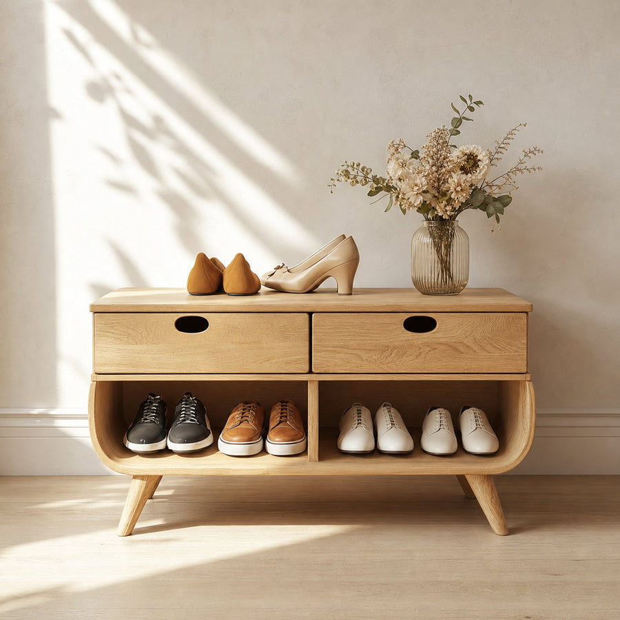 Mid Century Organic Shoe Cabinet Entryway And Living Room
