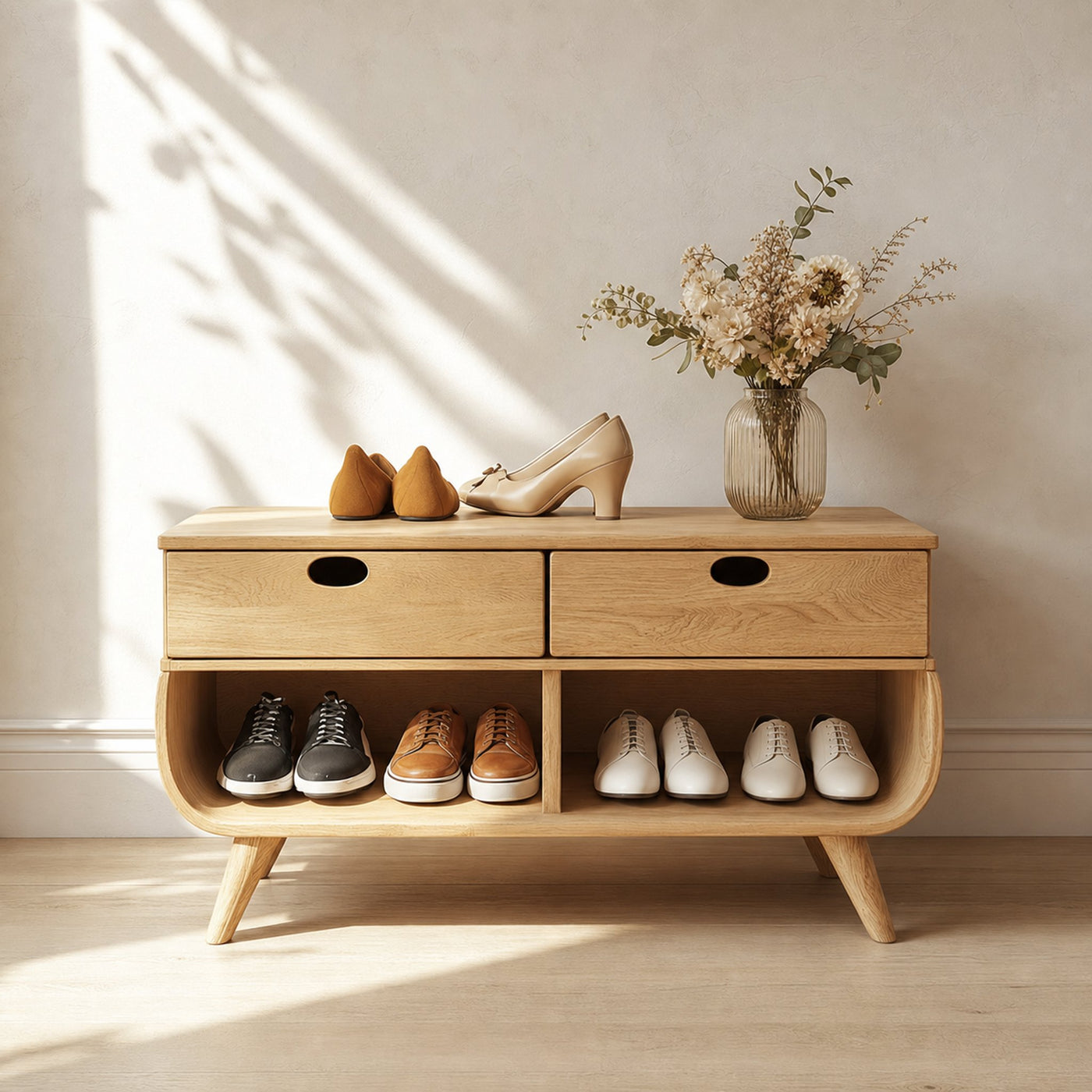 Mid Century Organic Shoe Cabinet Entryway And Living Room