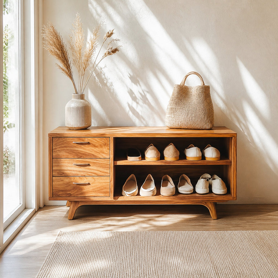 Mid Century Organic Shoe Storage Entryway And Studio