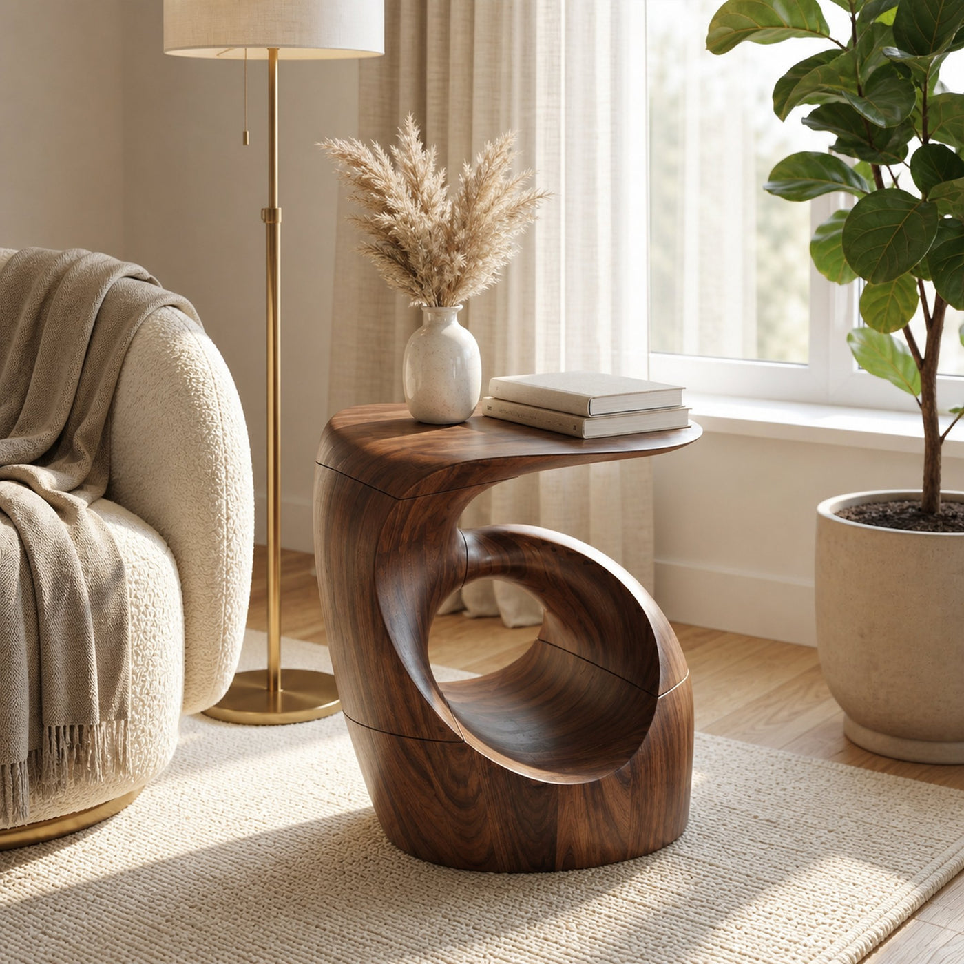 Mid Century Organic Side Table For Bedroom - product view 6