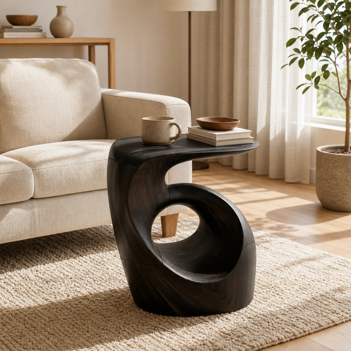Mid Century Organic Side Table For Bedroom - product view 7