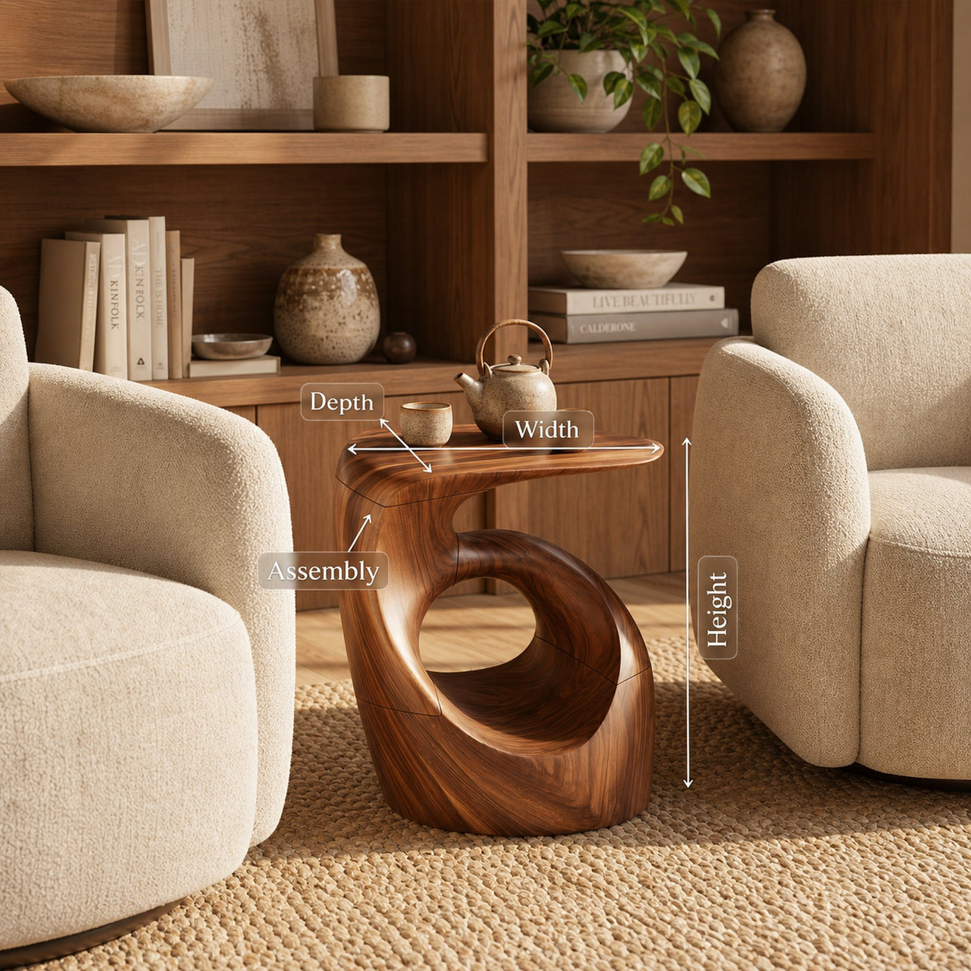 Mid Century Organic Side Table For Bedroom - product view 8