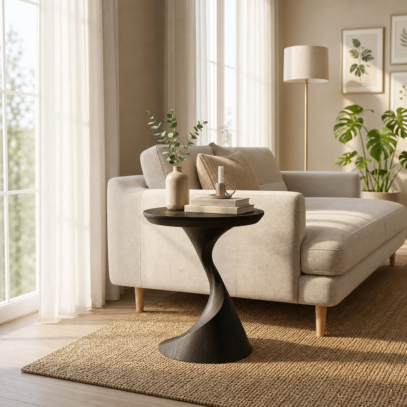 Mid Century Organic Side Table For Sunroom - product view 7