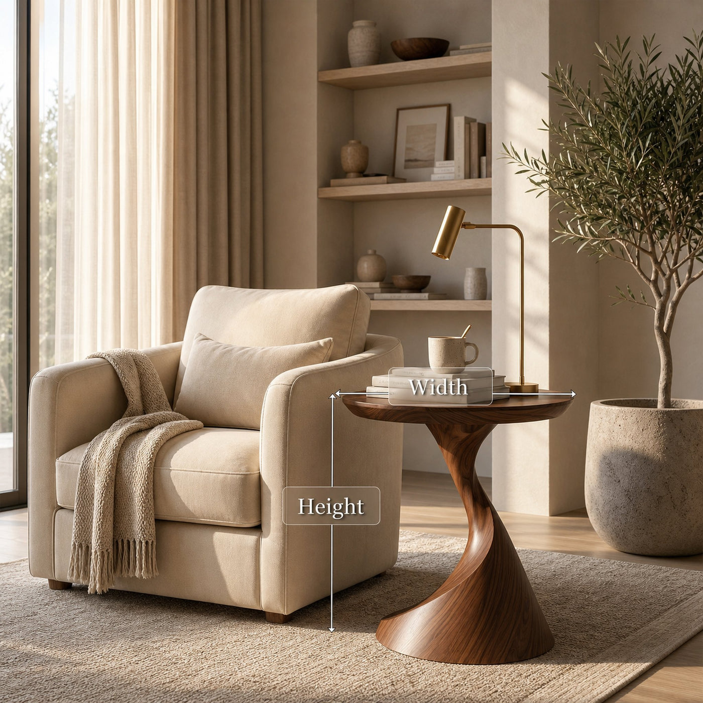 Mid Century Organic Side Table For Sunroom - product view 8