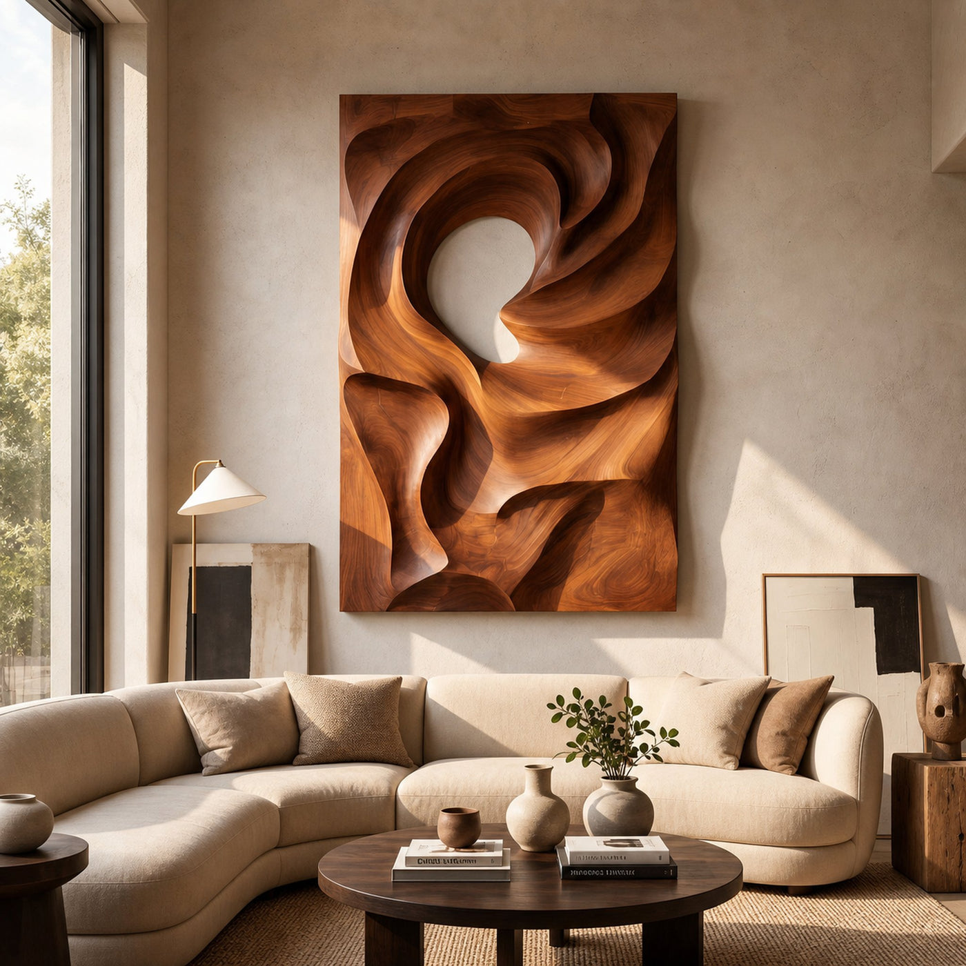 Mid Century Organic Wall Art Panel For Bedroom Interior