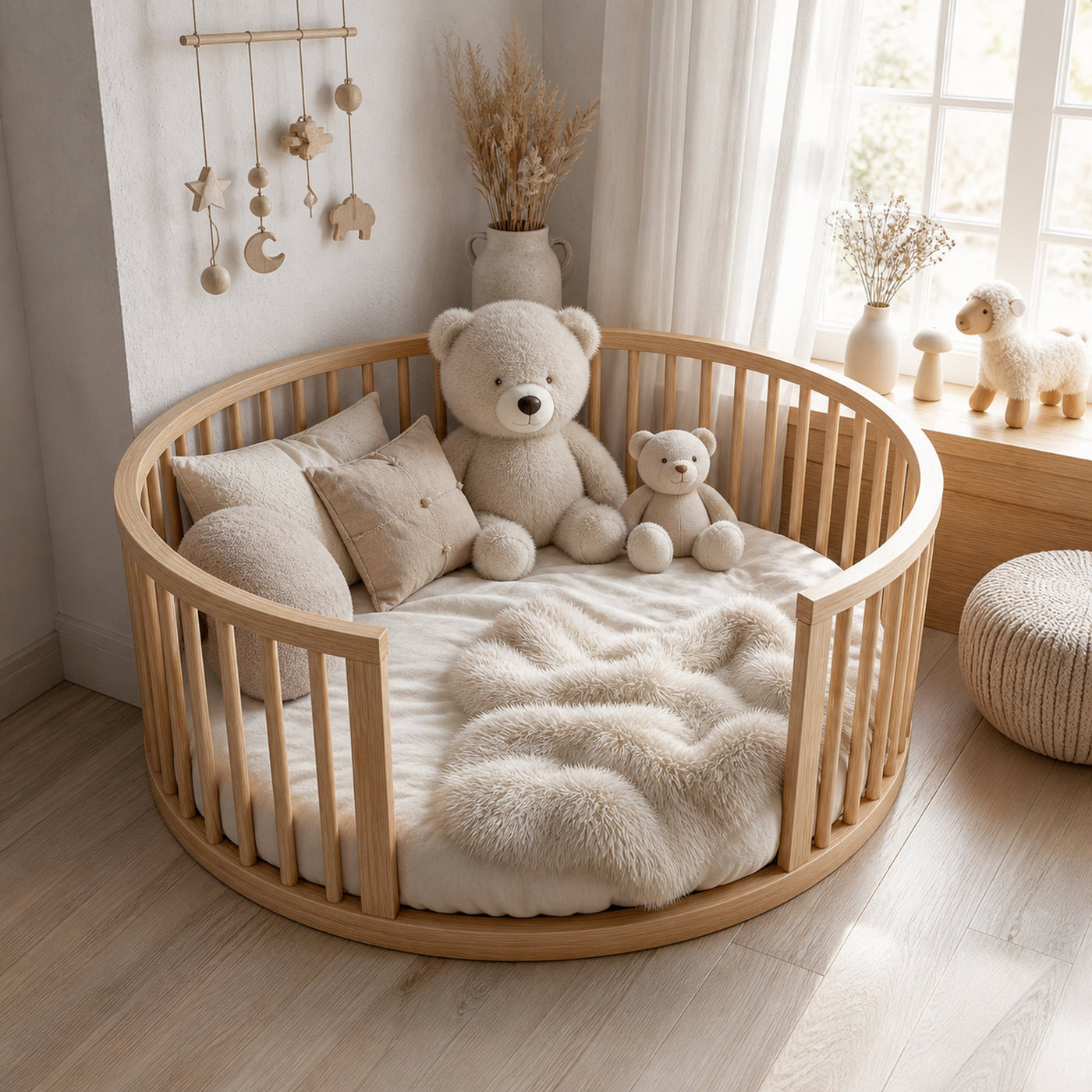 Mid Century Round Baby Daybed Modern Bedroom