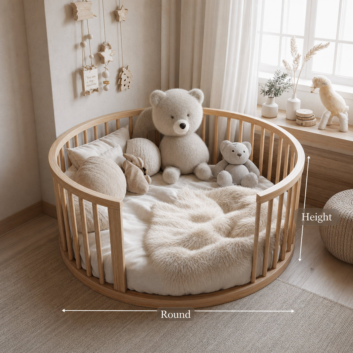 Mid Century Round Baby Daybed Modern Bedroom - product view 6