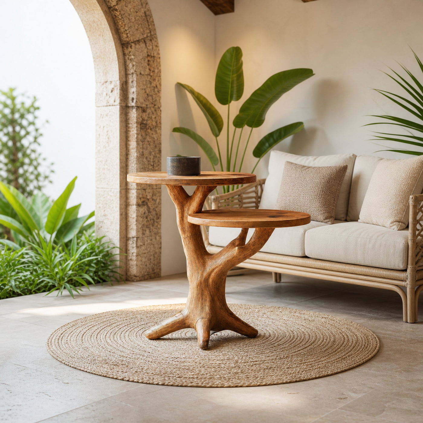 Mid Century Round End Table Living Room Accent - product view 6