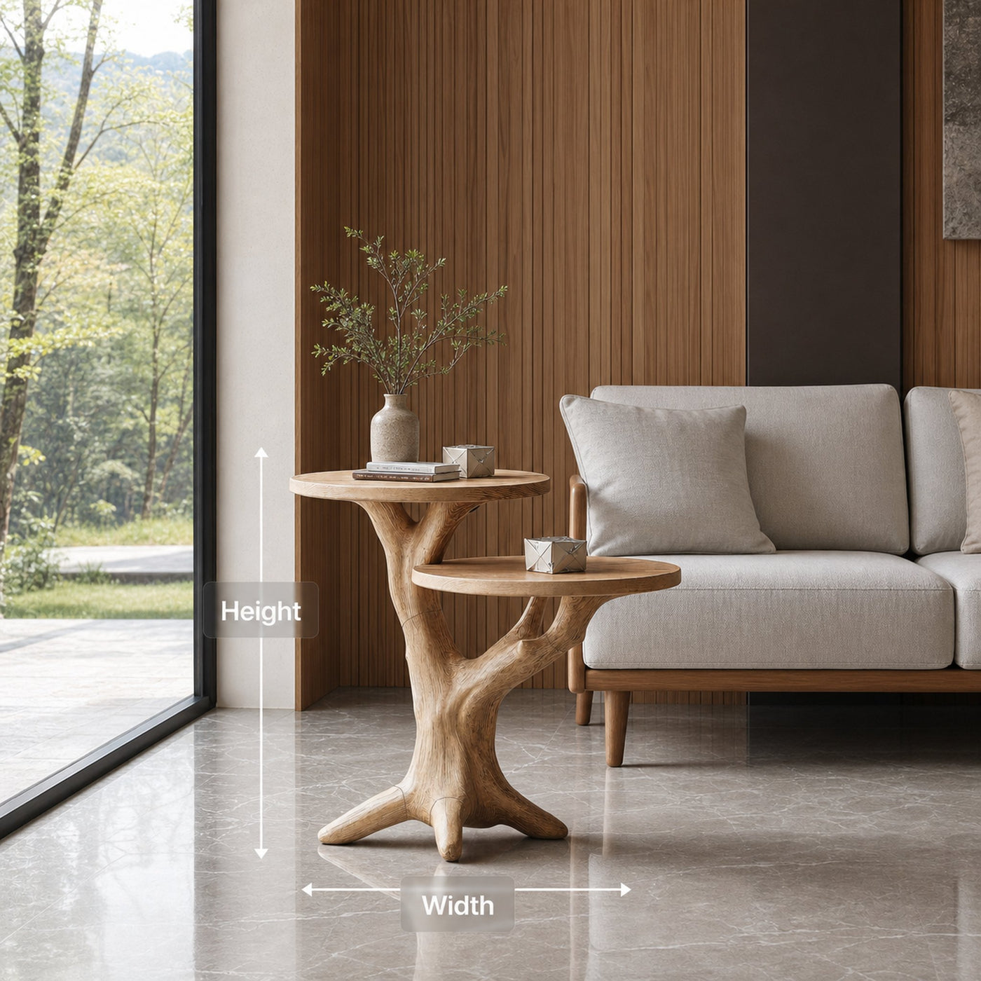 Mid Century Round End Table Living Room Accent - product view 8