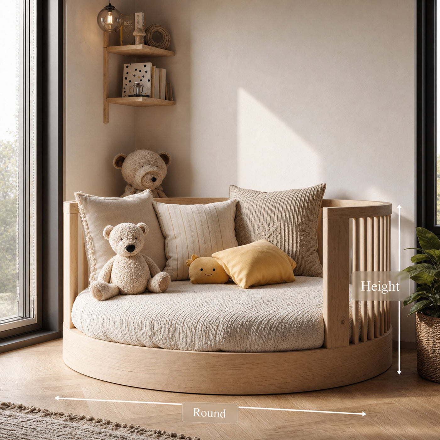 Mid Century Round Kids Bed Nursery Bedroom - product view 6