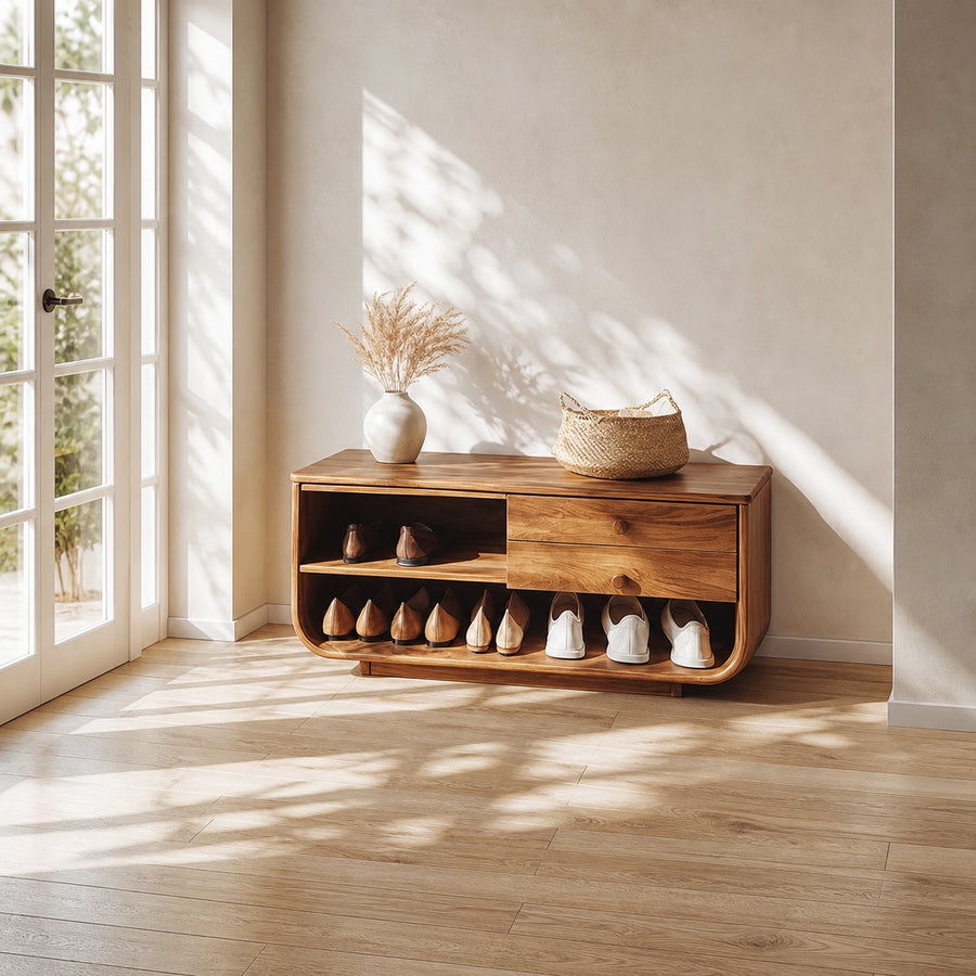 Mid Century Rounded Shoe Storage Hallway And Bedroom