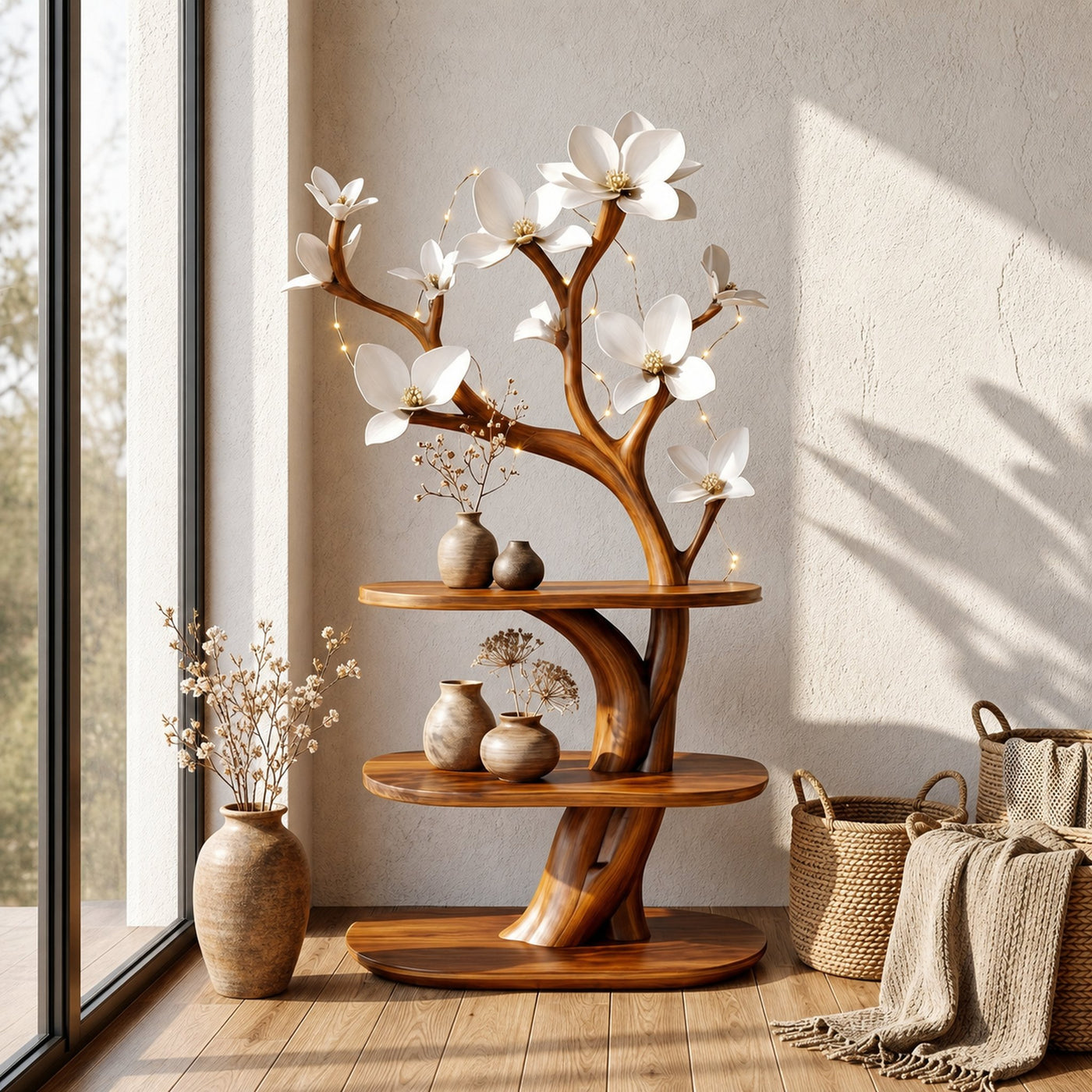 Mid Century Rustic Tree Nightstand Christmas Bedroom Decor - product view 6
