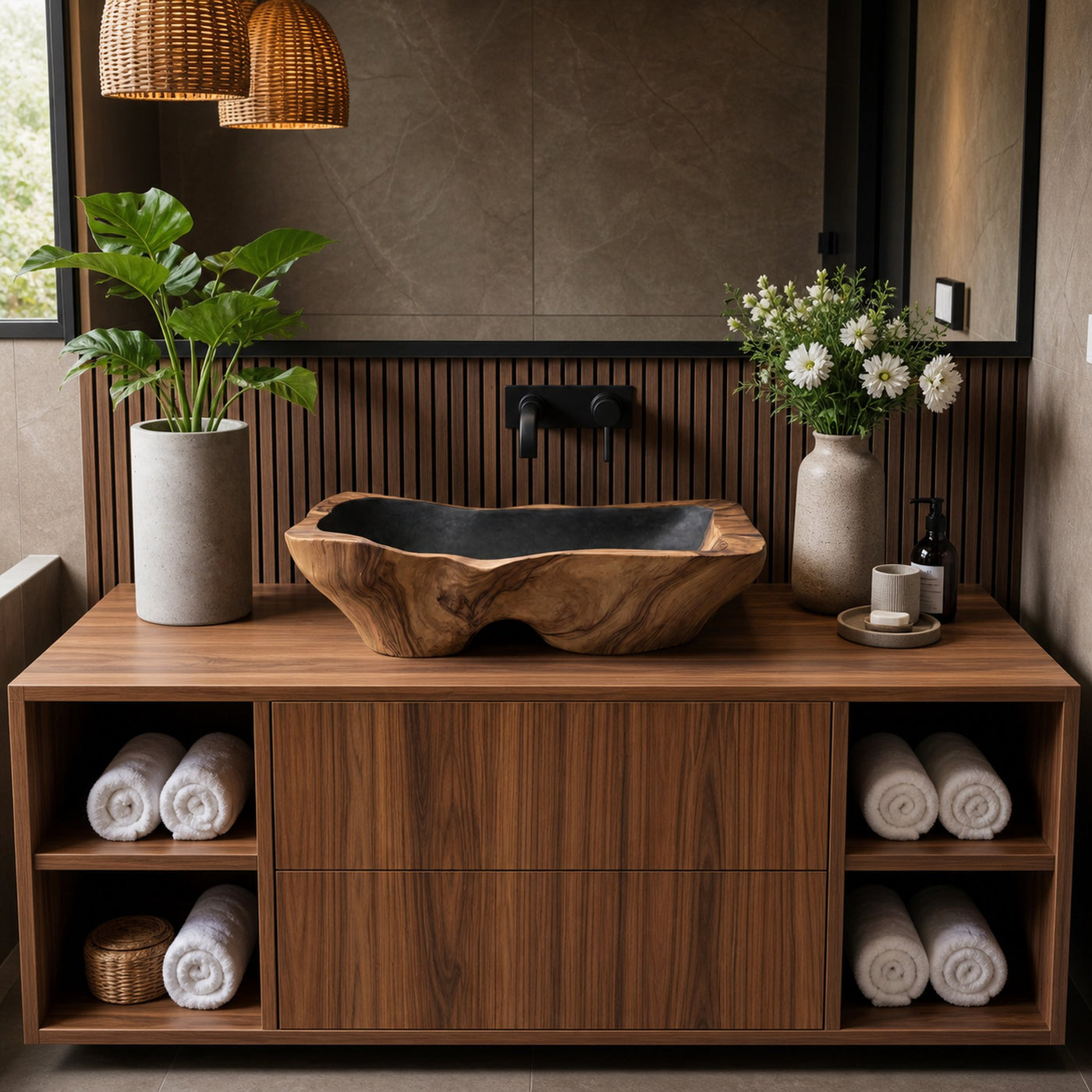 Mid Century Rustic Wooden Vessel Sink For Bathroom Ideas - product view 6