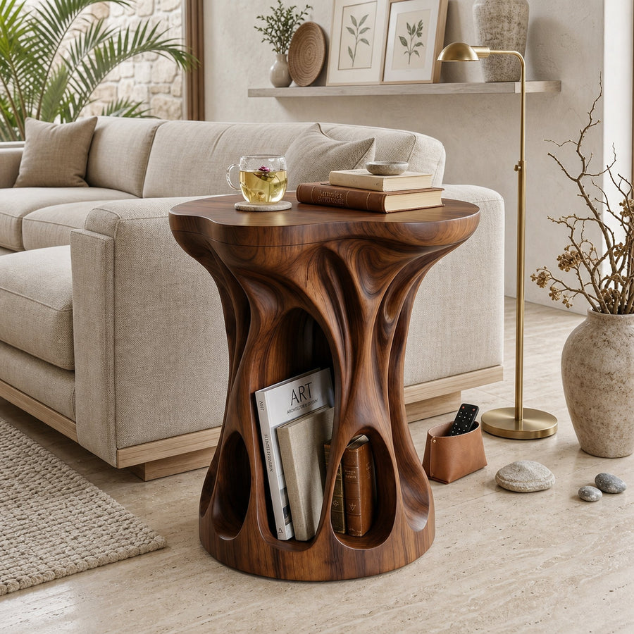 Mid Century Sculptural Accent Table For Living Room