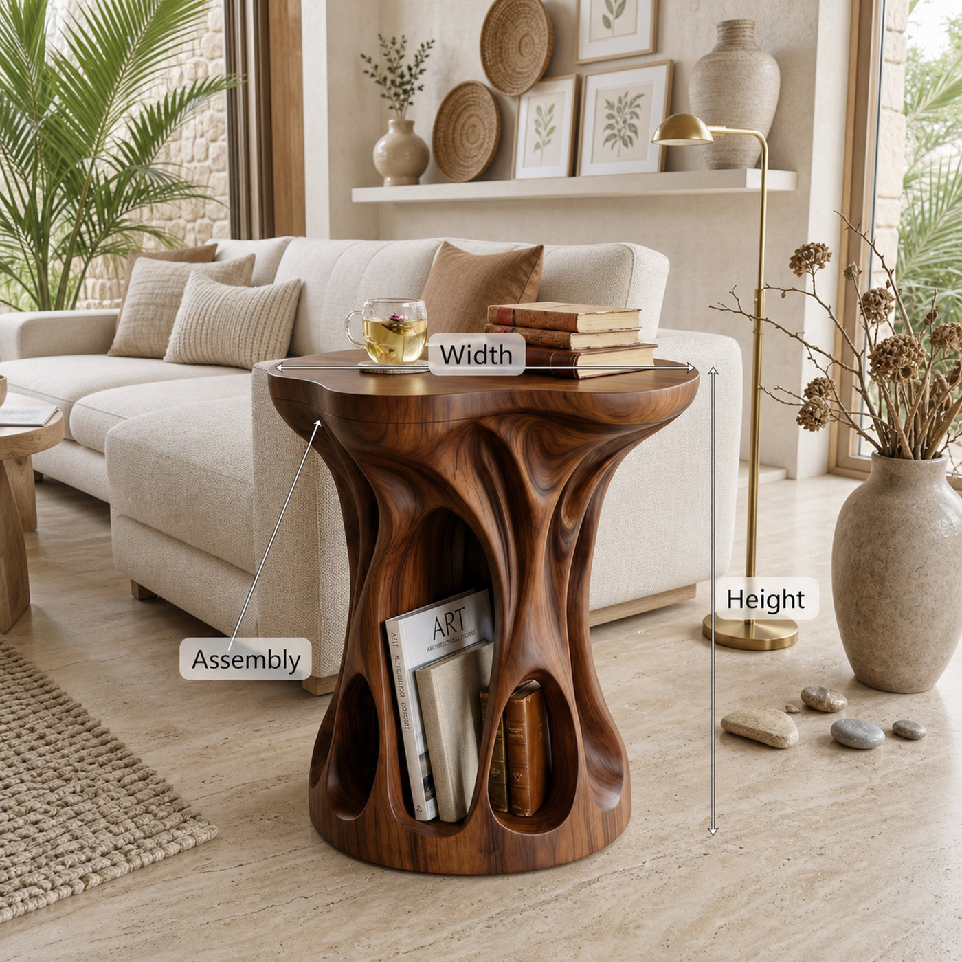 Mid Century Sculptural Accent Table For Living Room - product view 8