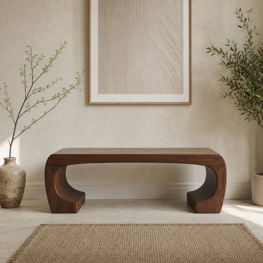 Mid Century Sculptural Bench For Living Room Or Entryway