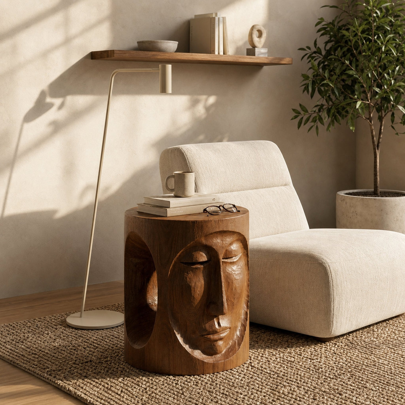 Mid Century Sculptural End Table For Bedroom
