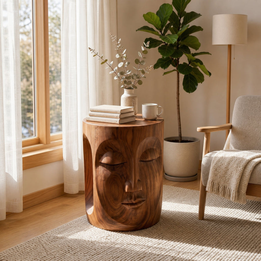 Mid Century Sculptural Side Table For Bedroom