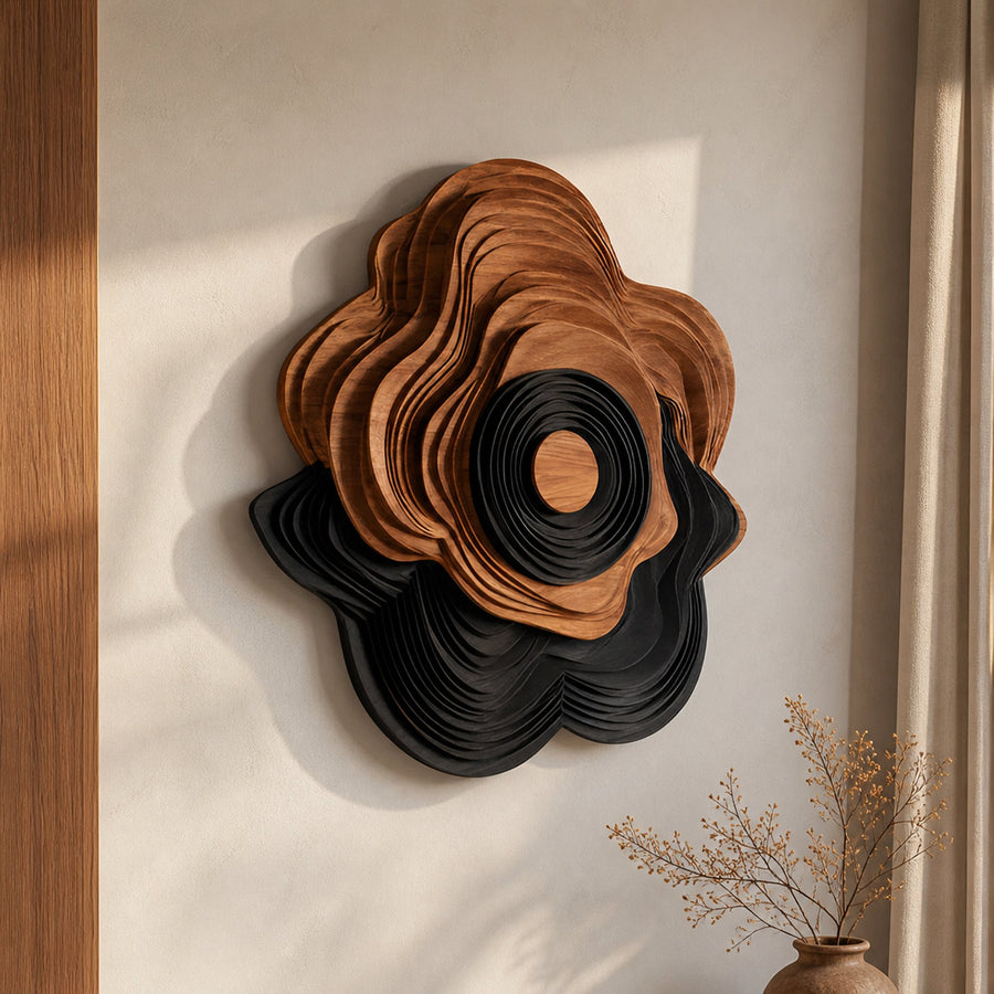 Mid Century Sculptural Wall Art Panel For Living Room Display