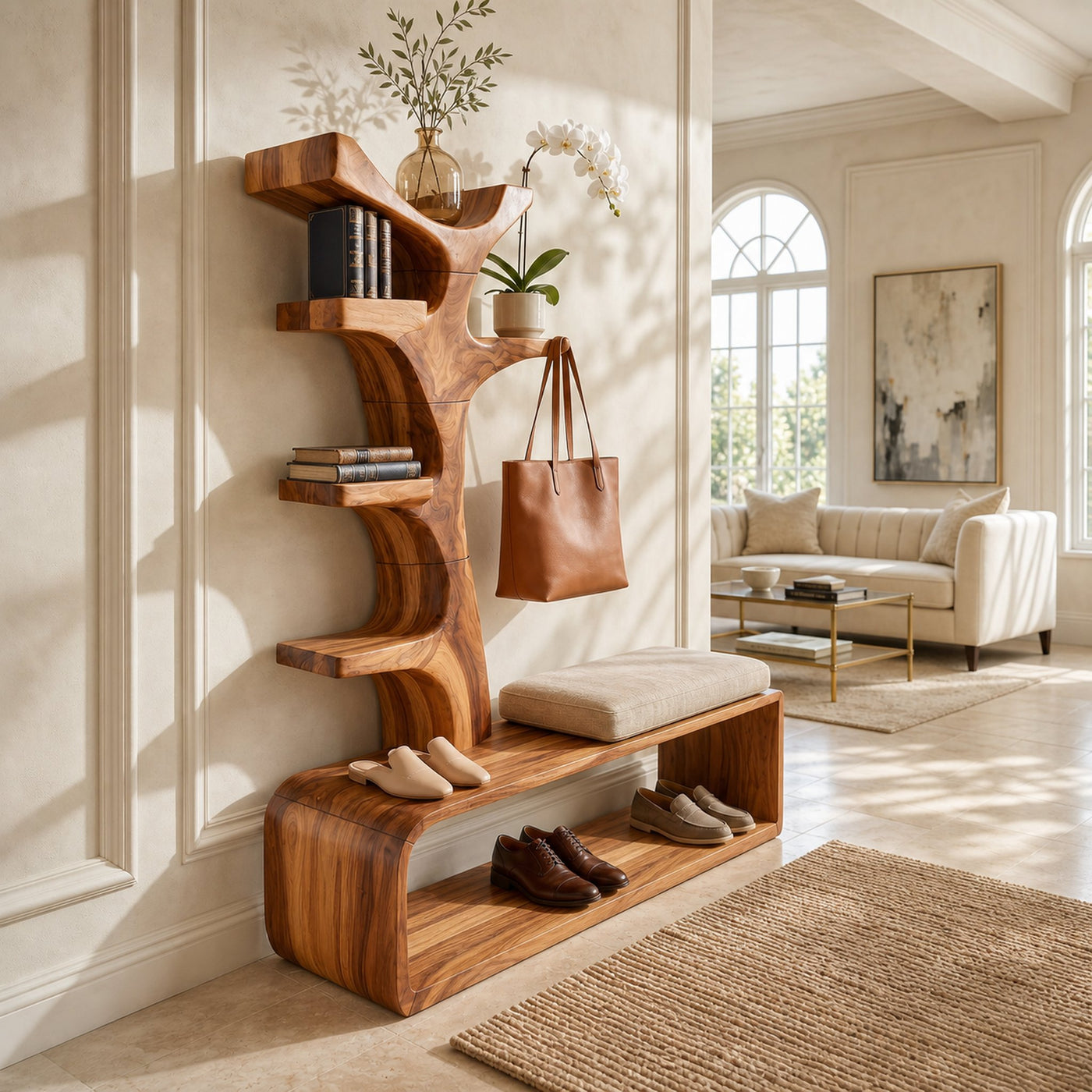 Mid Century Shoe Organizer Rack For Apartment Hallway Setting - product view 6