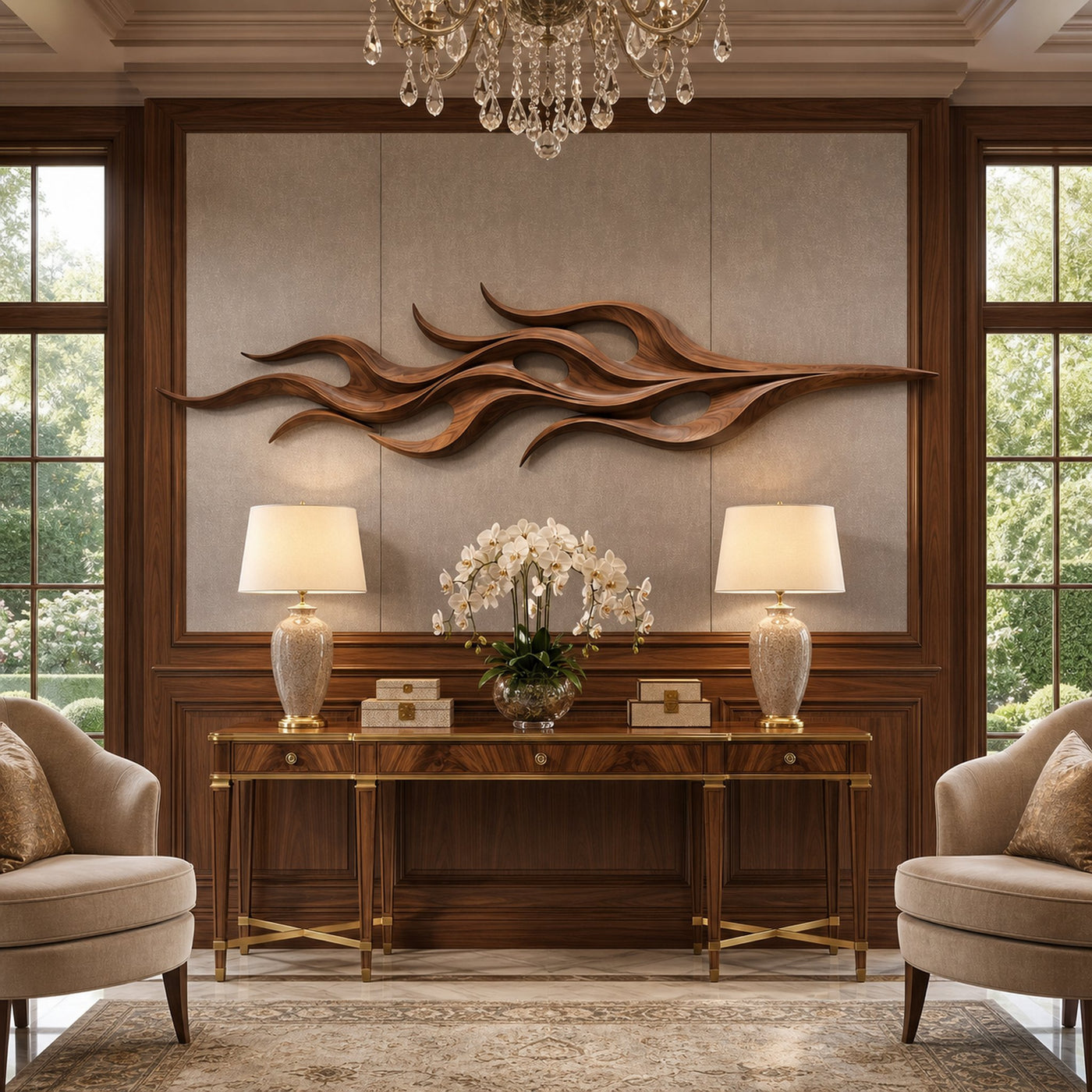 Mid Century Silhouette Wall Decor For Library Interior Space