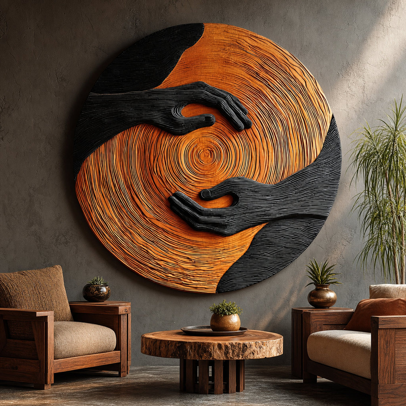Mid Century Solid Wood 3D Sculpture For Furniture Decoration