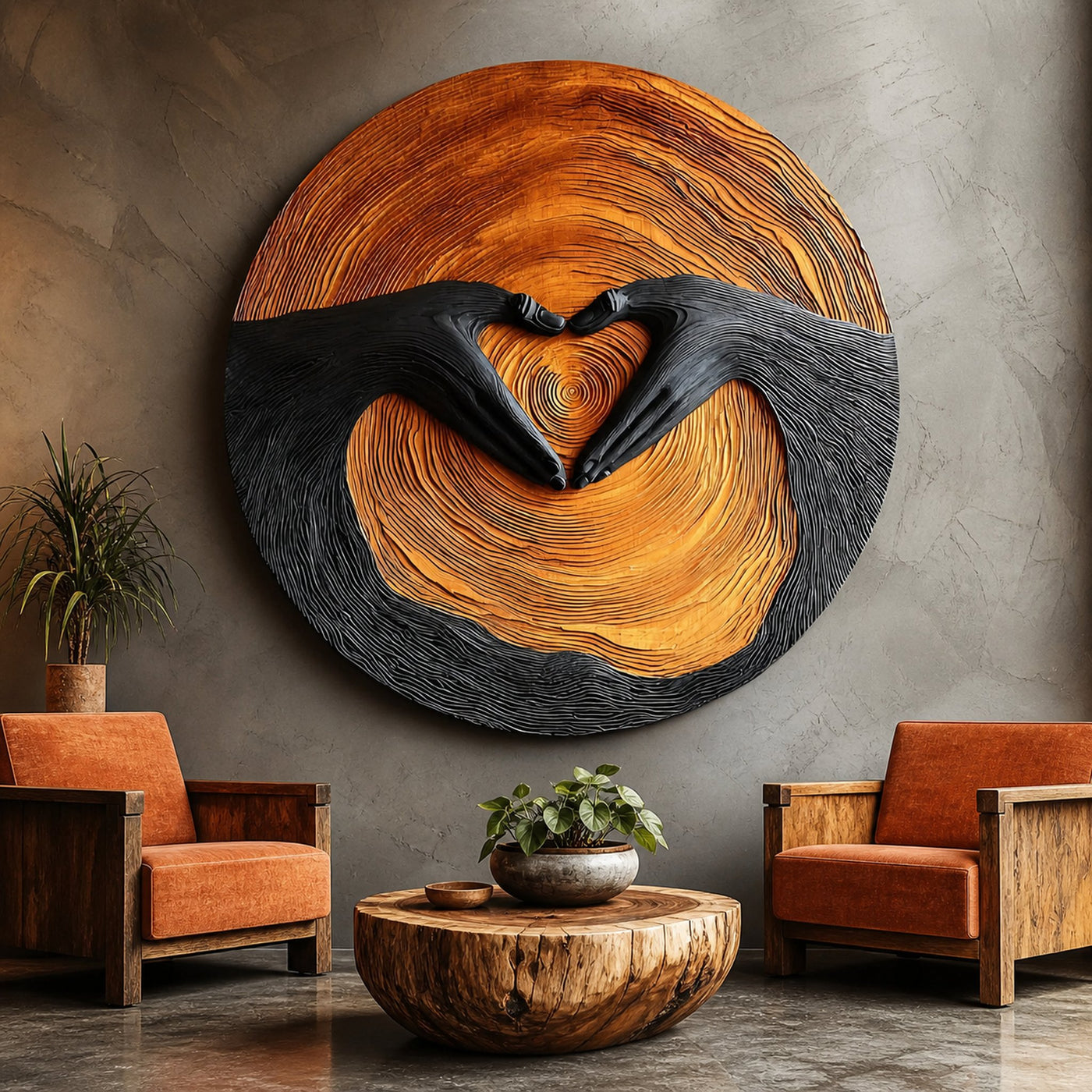Mid Century Solid Wood 3D Sculpture For Living Room Decoration