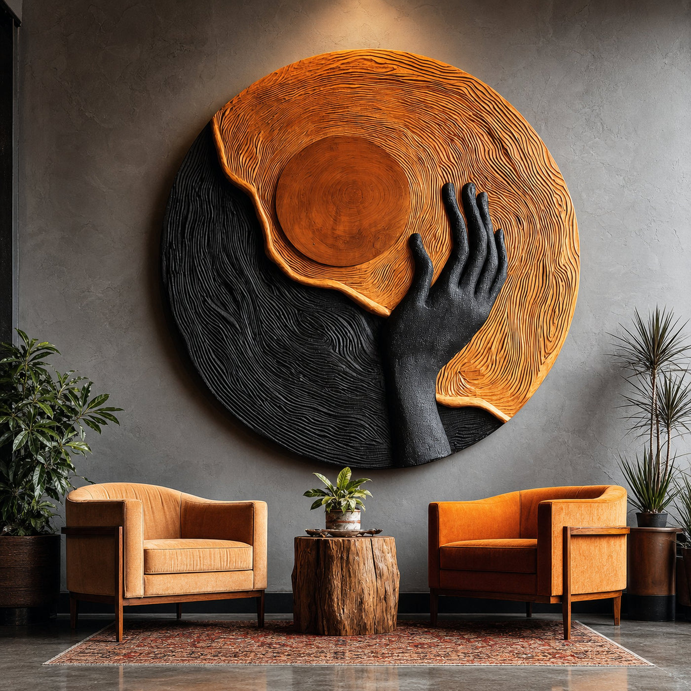 Mid Century Solid Wood 3D Sculpture Furniture Decor For Living Room