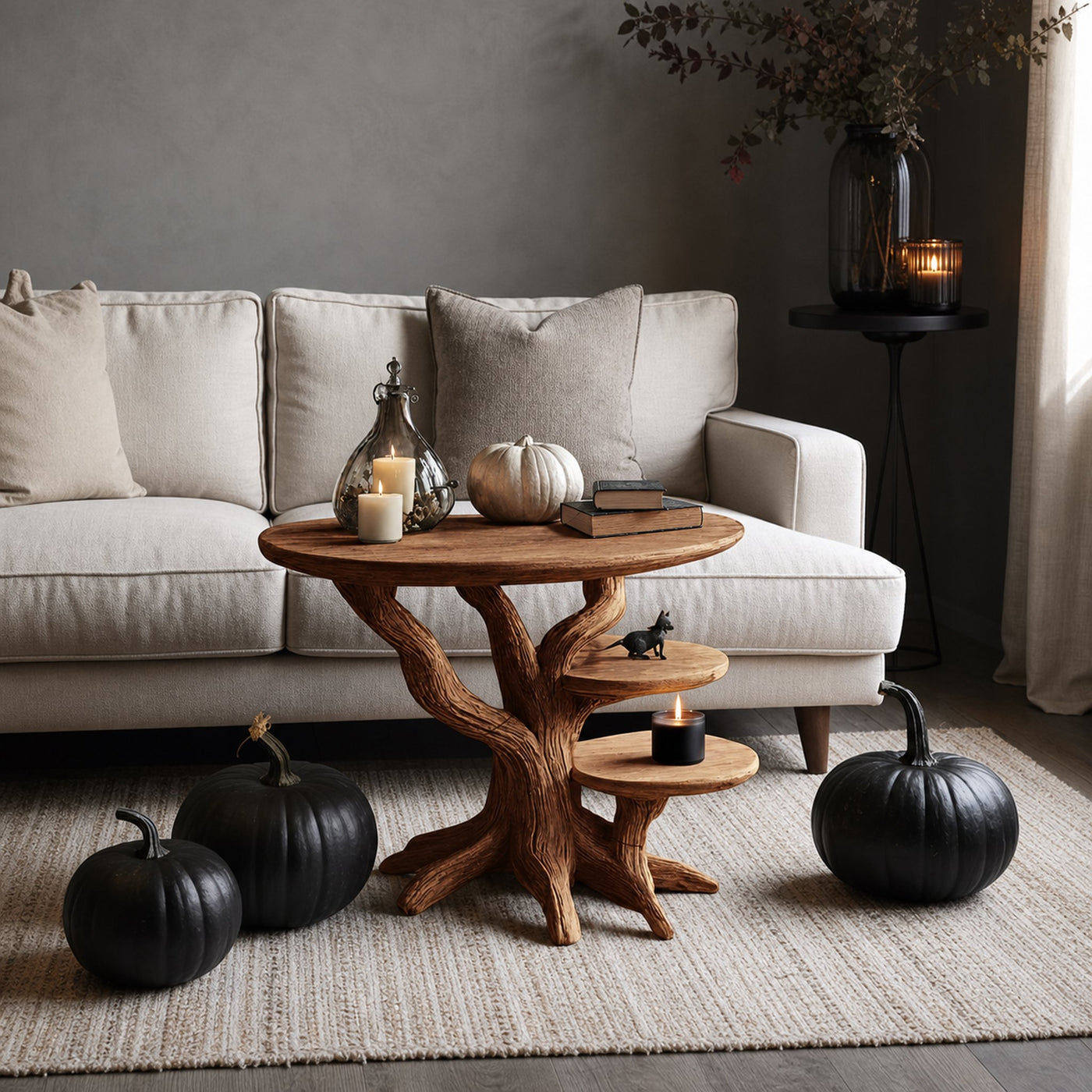 Mid Century Solid Wood End Table For Living Room Autumn Spooky Style - product view 6