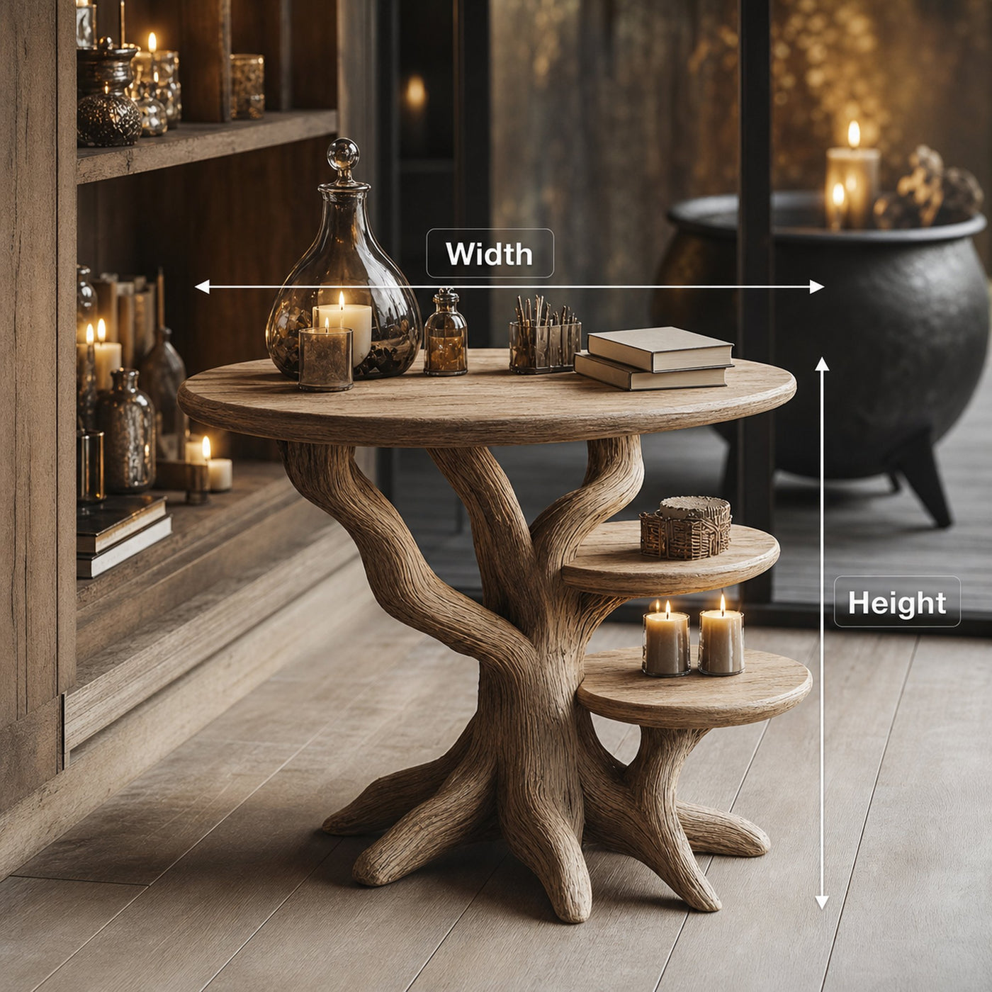 Mid Century Solid Wood End Table For Living Room Autumn Spooky Style - product view 8