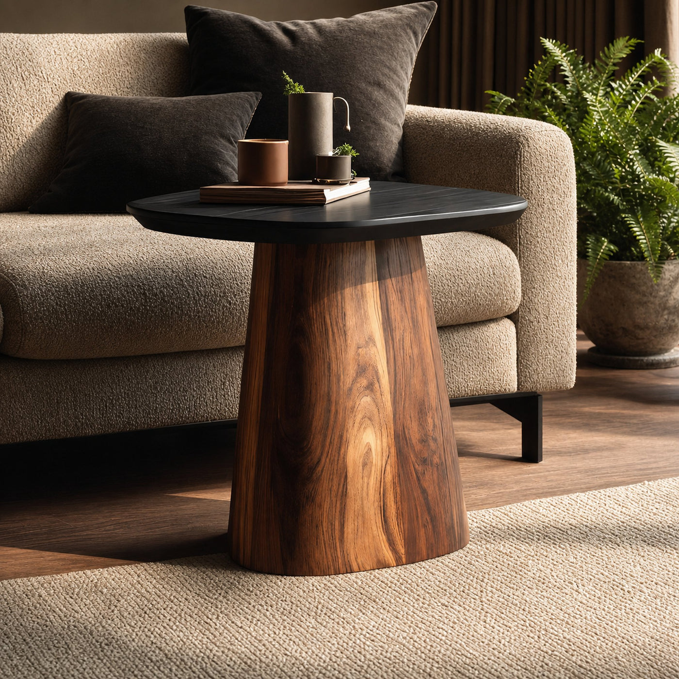 Mid Century Solid Wood End Table For Modern Bedroom Style