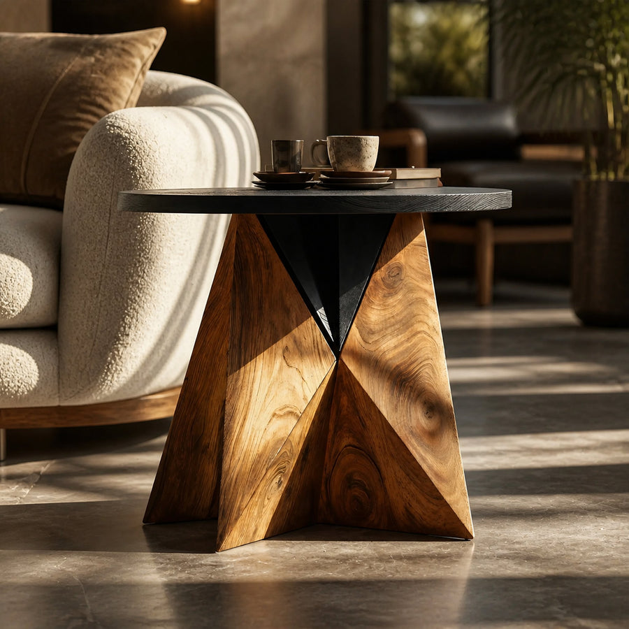Mid Century Solid Wood End Table For Sofa Living Room