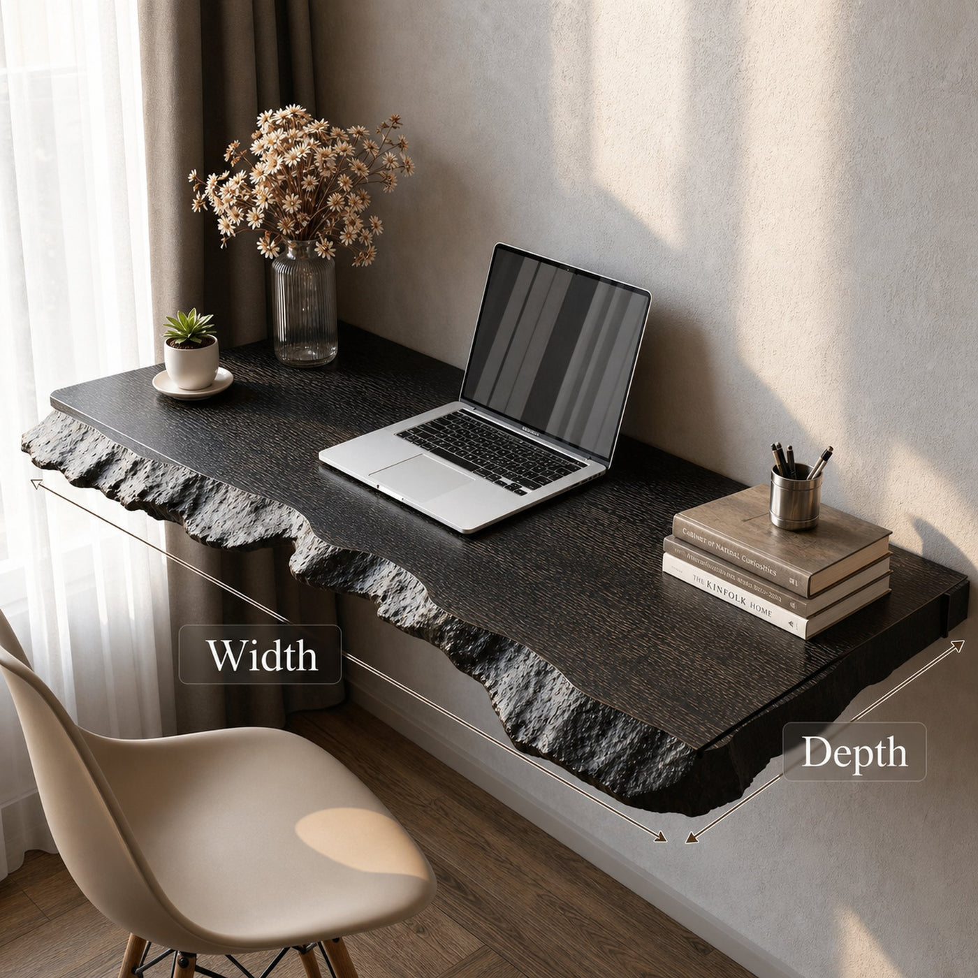 Mid Century Solid Wood Floating Desk For Home Office Setup - product view 6