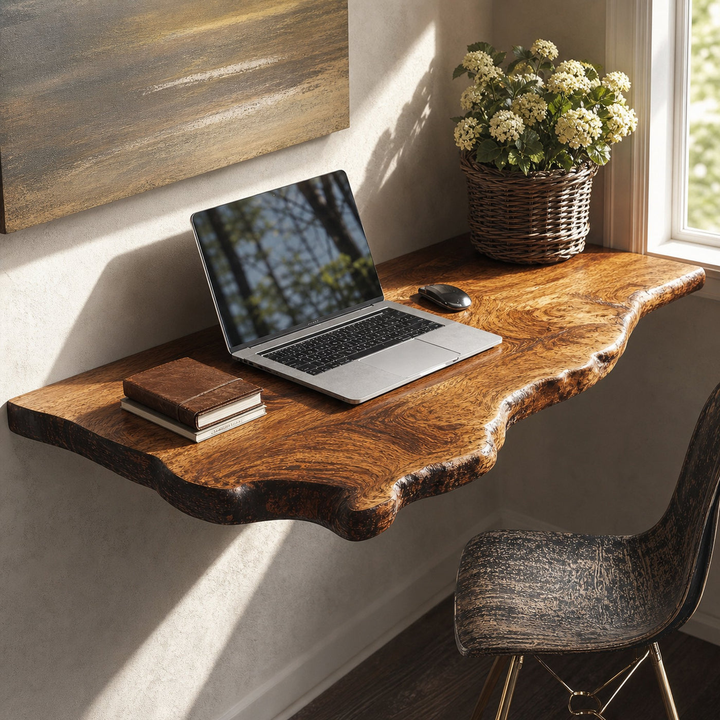 Mid Century Solid Wood Floating Desk For Modern And Retro Fusion