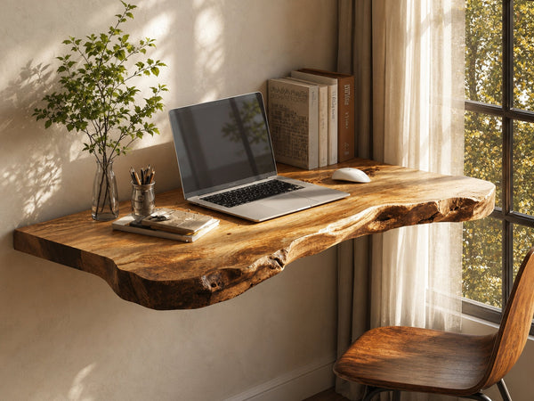 Mid Century Solid Wood Floating Desk For Productivity And Style