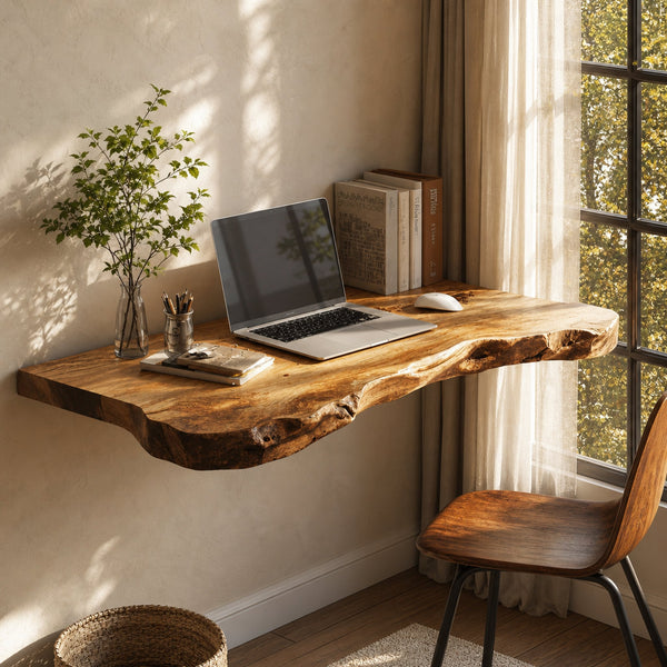 Mid Century Solid Wood Floating Desk For Productivity And Style