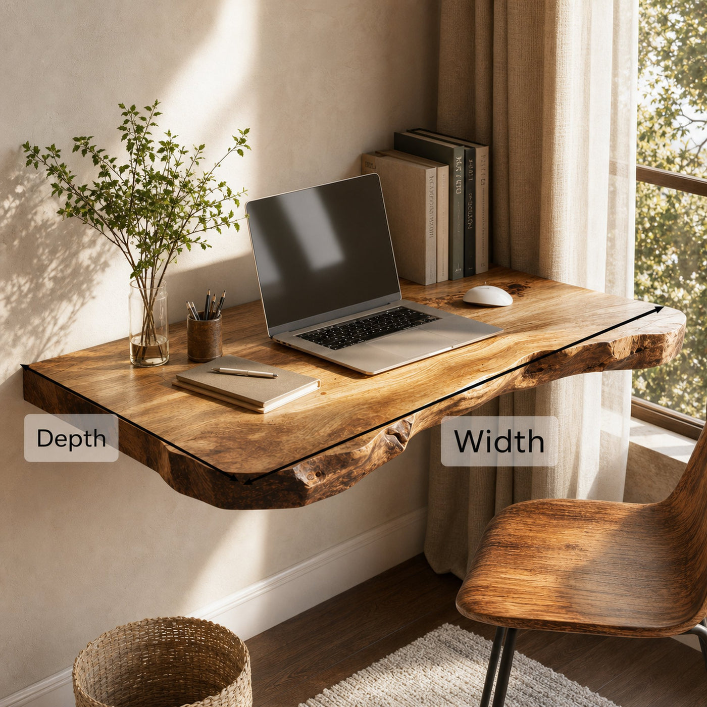 Mid Century Solid Wood Floating Desk For Productivity And Style - product view 6