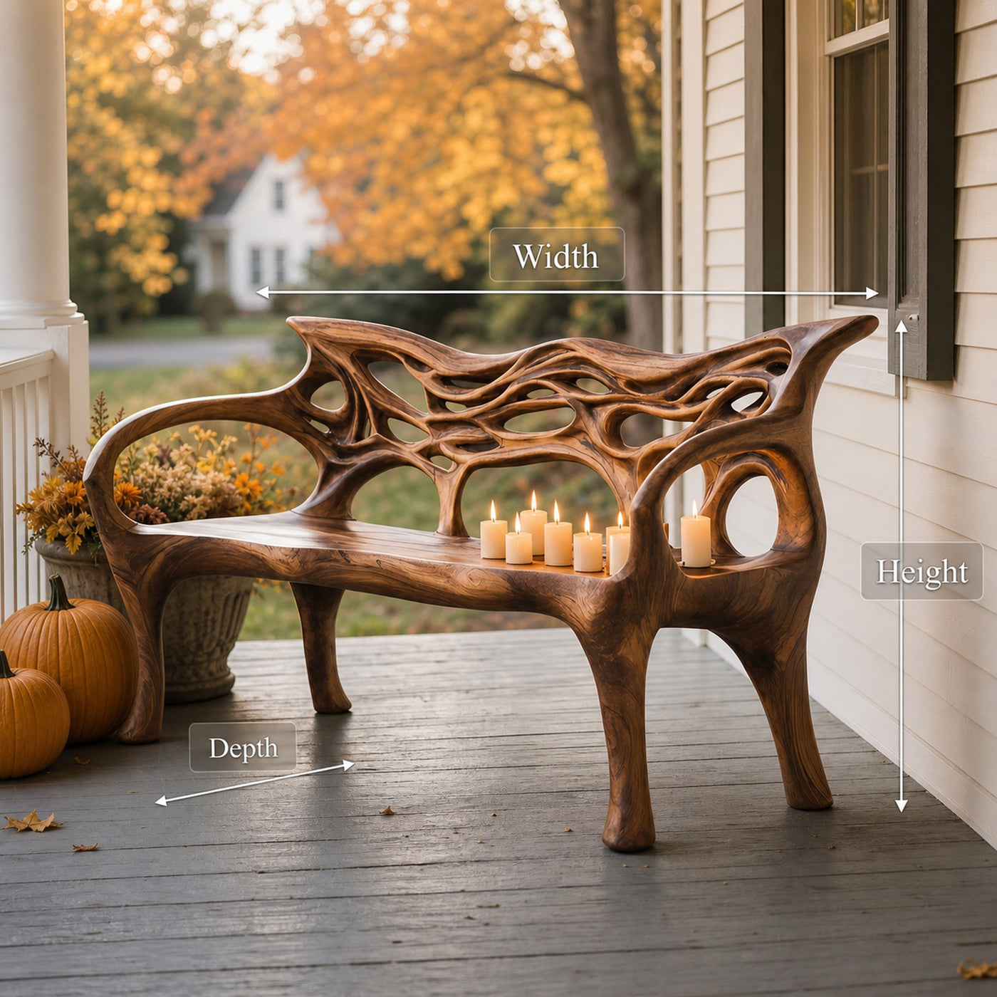 Mid Century Solid Wood Halloween Bench For Outdoor Design - product view 8