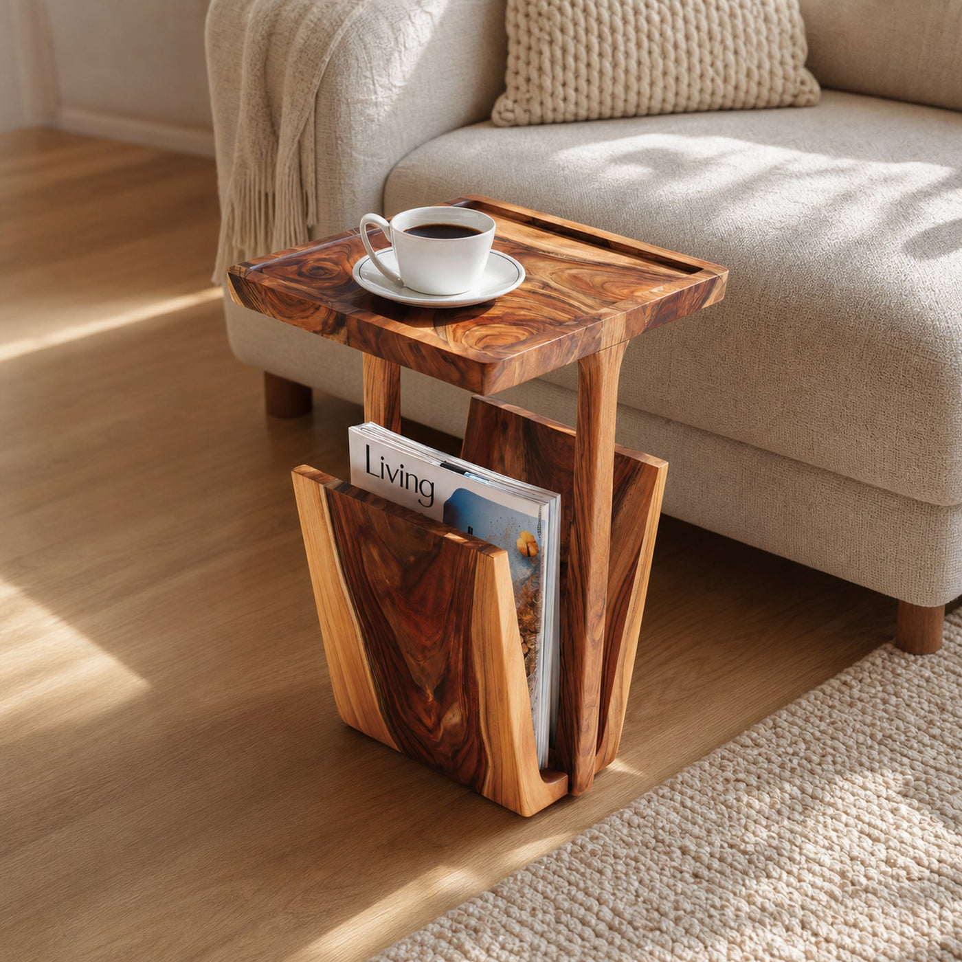 Mid Century Solid Wood Side Table For Furniture Decor And Home