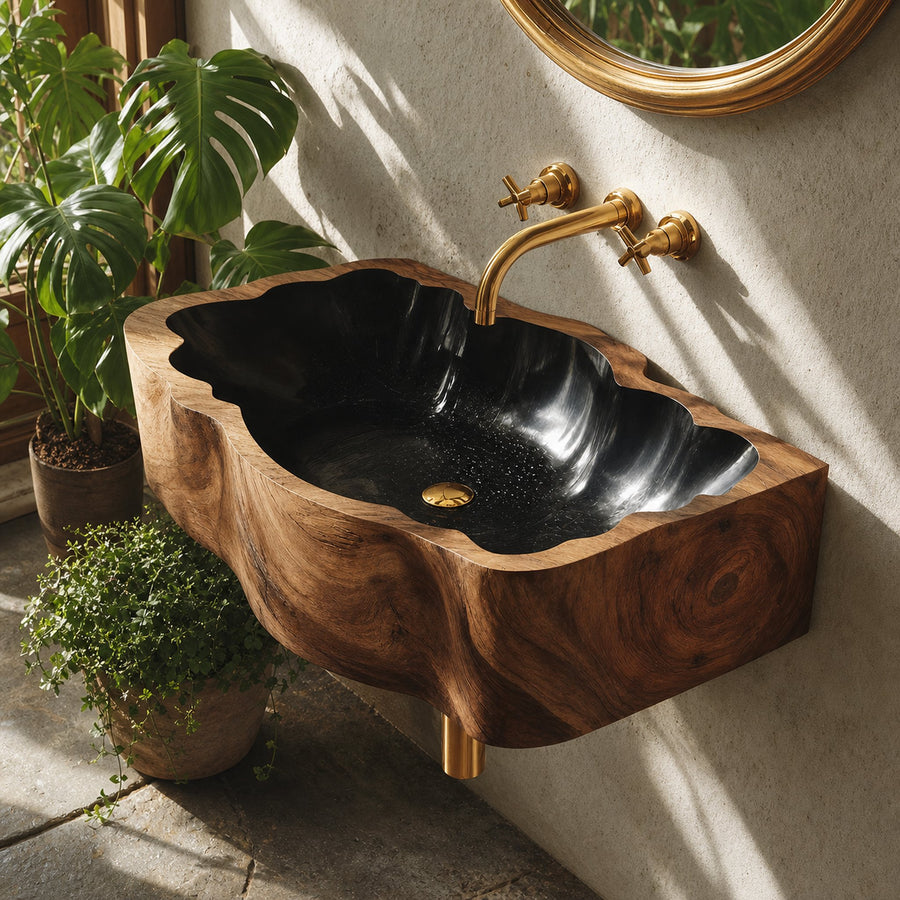 Mid Century Solid Wood Vanity Sink For Bathroom Interior Furniture Decor
